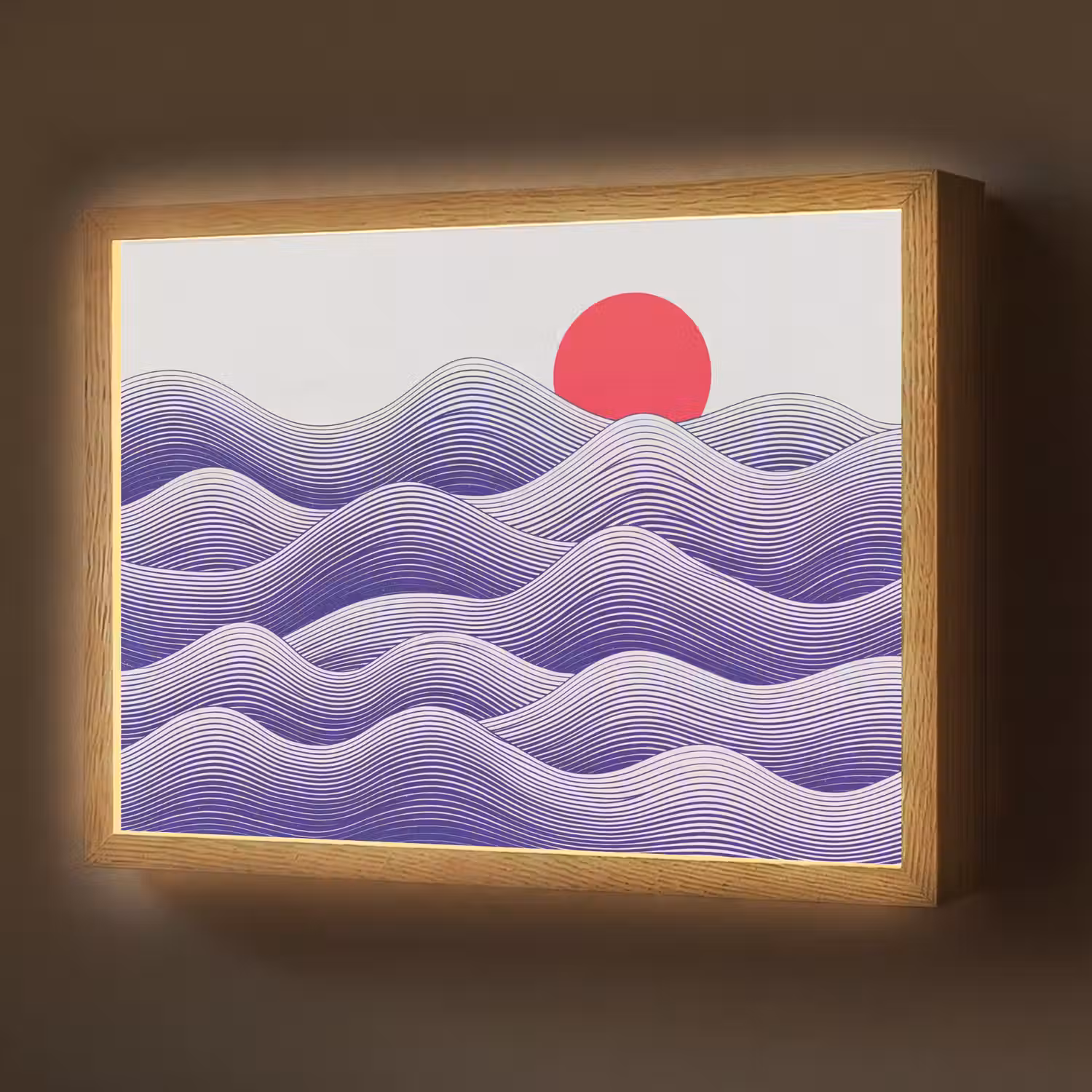 Golven - Zon - Natuur - Abstract - Rood Light Box met batterij (Wandlamp) middel -z3d_website