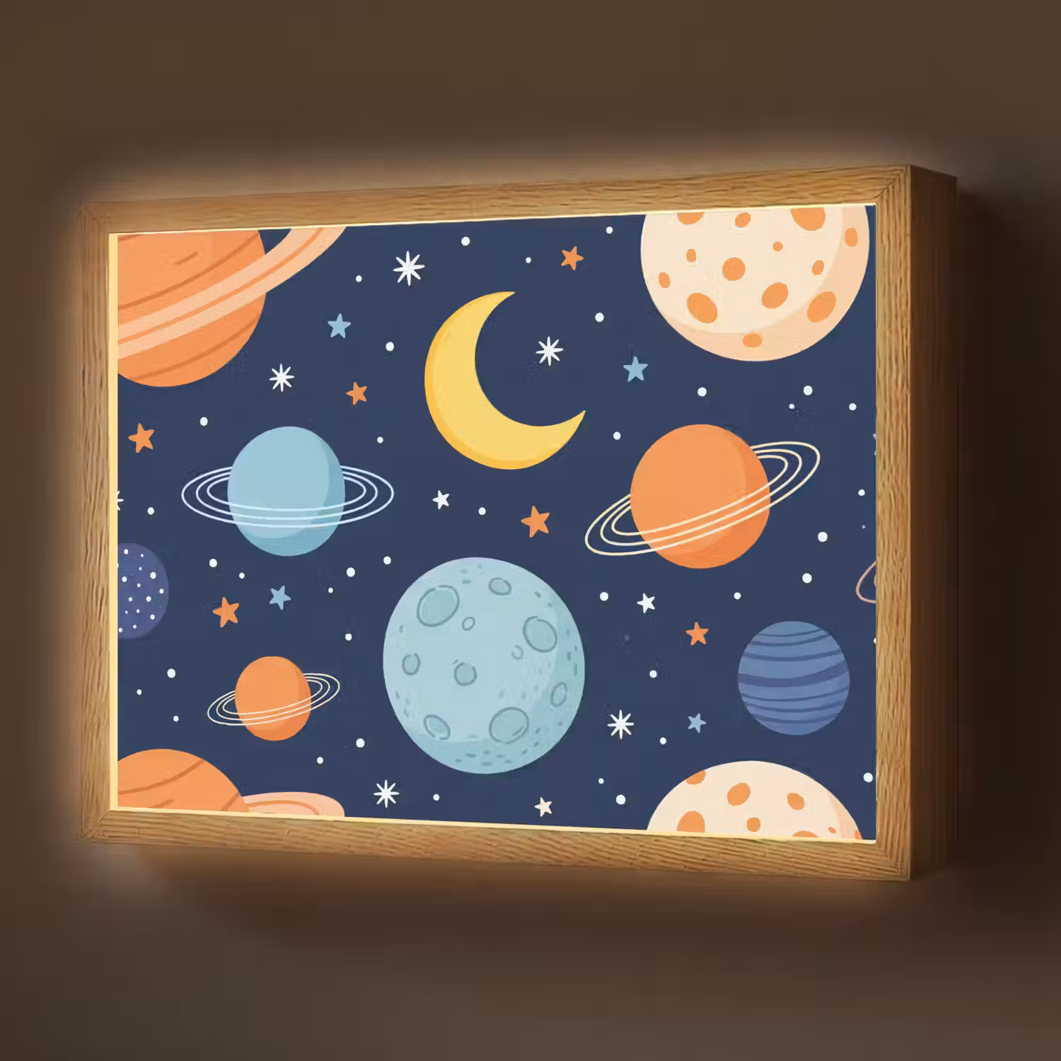 Ruimte - Planeten - Kleurrijk Light Box met batterij (Wandlamp) middel -z3d_website
