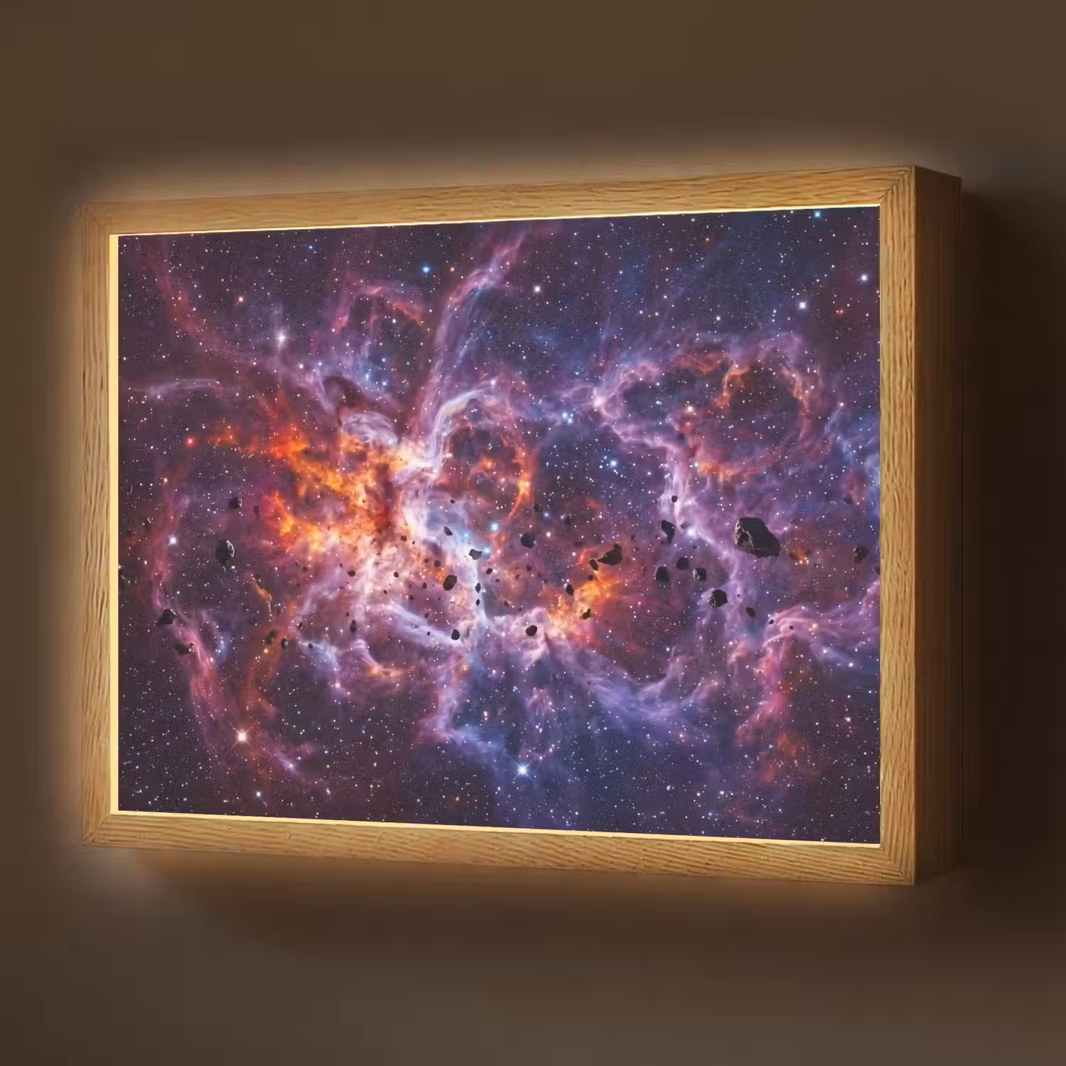 Space - Stars - Abstract - Colorful Light Box met batterij (Wandlamp) middel -z3d_website