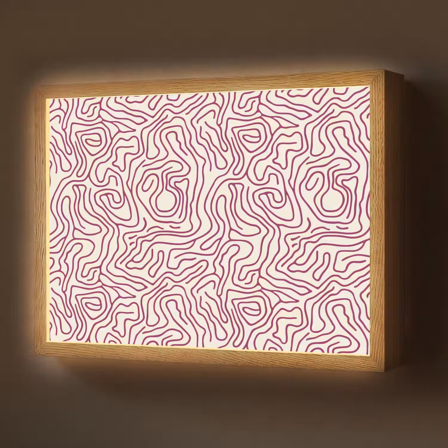 Kronkelende lijn - Magenta - Crème Light Box met batterij (Wandlamp) middel 907 -z3d_website