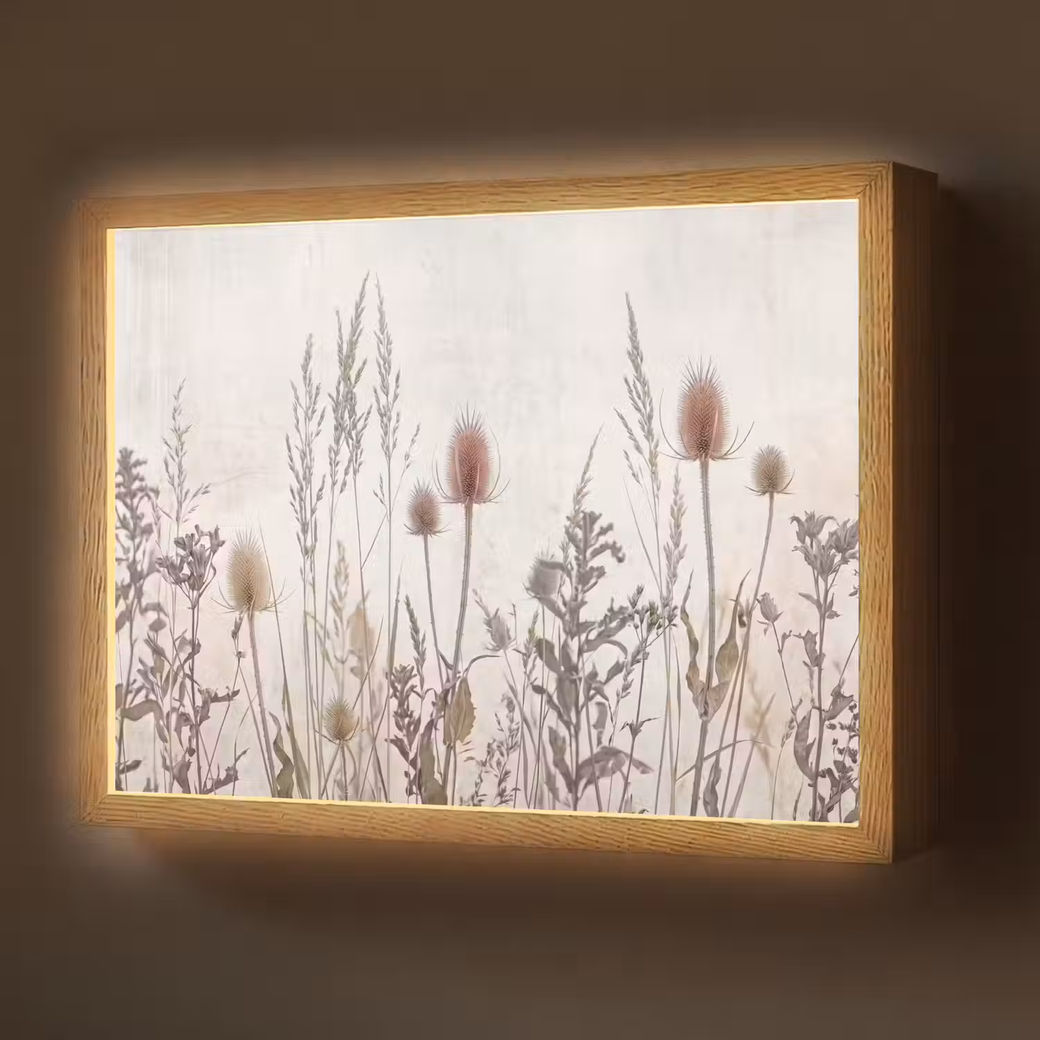 Weidebloemen - Design - Sepia Light Box met batterij (Wandlamp) middel -z3d_website