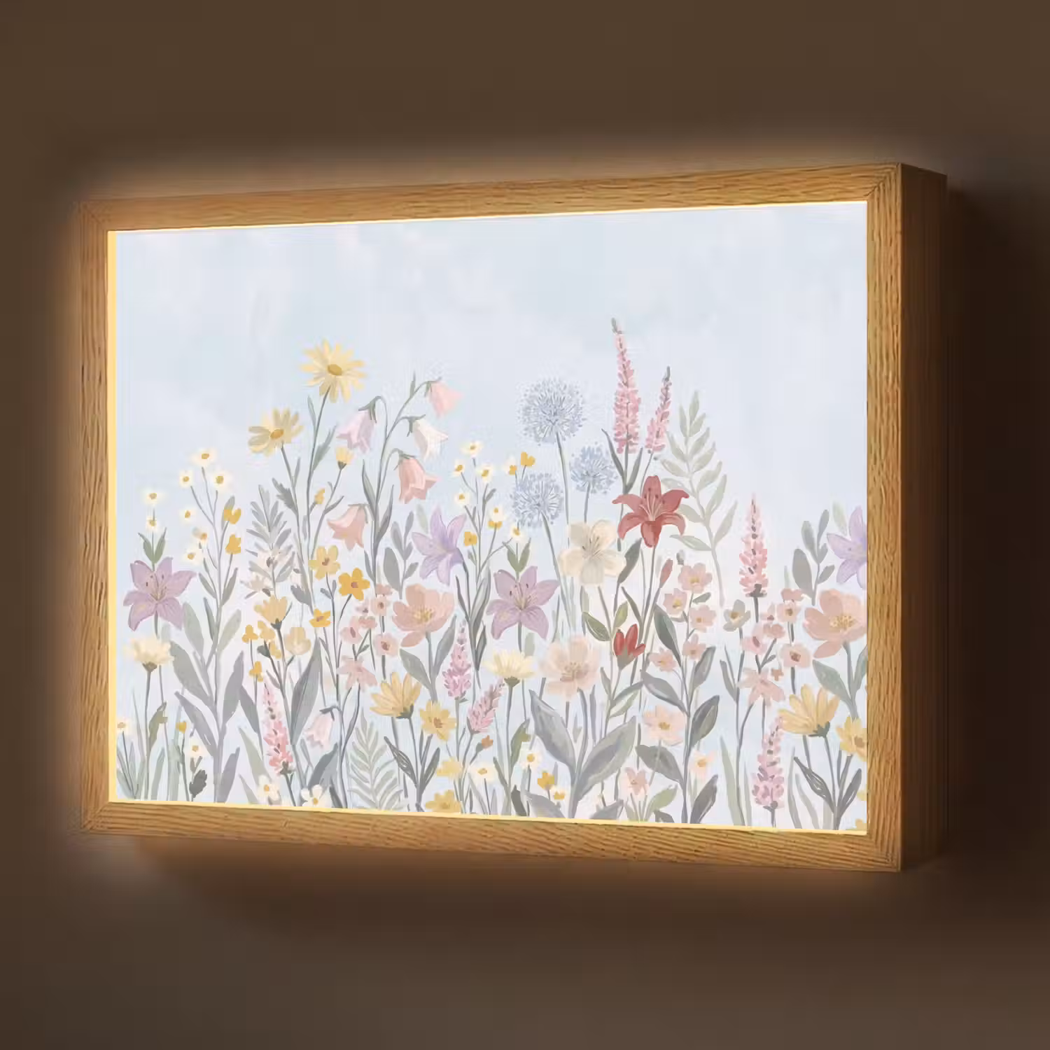 Weidebloemen - Illustratie - Kleurrijk Light Box met batterij (Wandlamp) middel -z3d_website