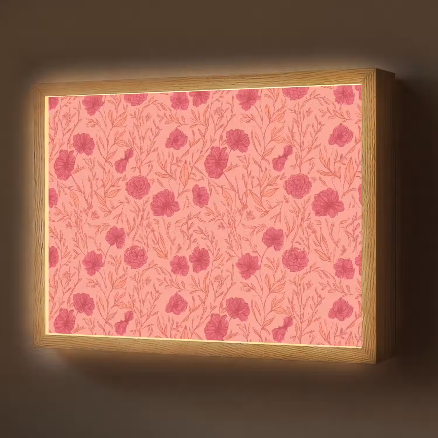 Weidebloemen - Romantisch - Roze Light Box met batterij (Wandlamp) middel 907 -z3d_website