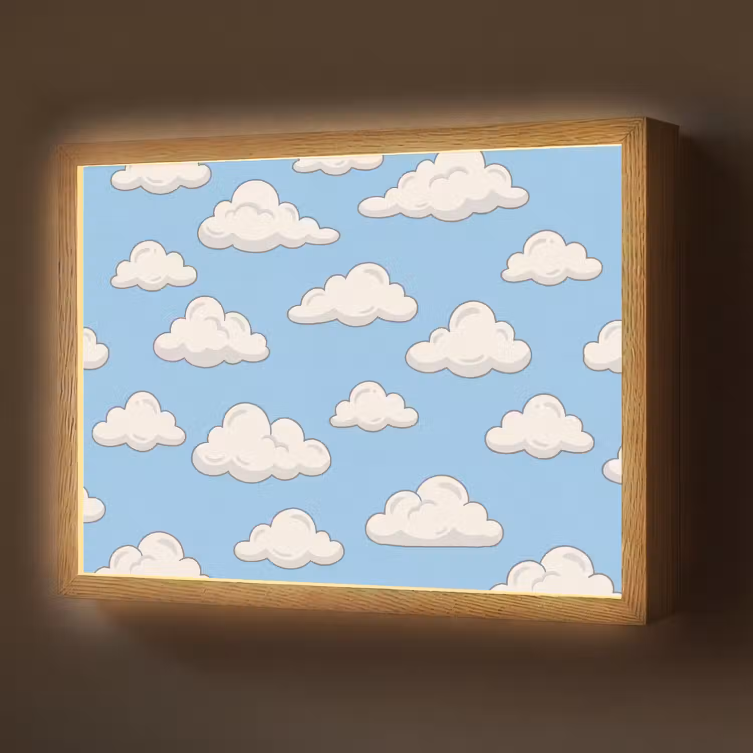 Wolk - Cartoon - Lucht - Blauw - Wit Light Box met batterij (Wandlamp) middel -z3d_website