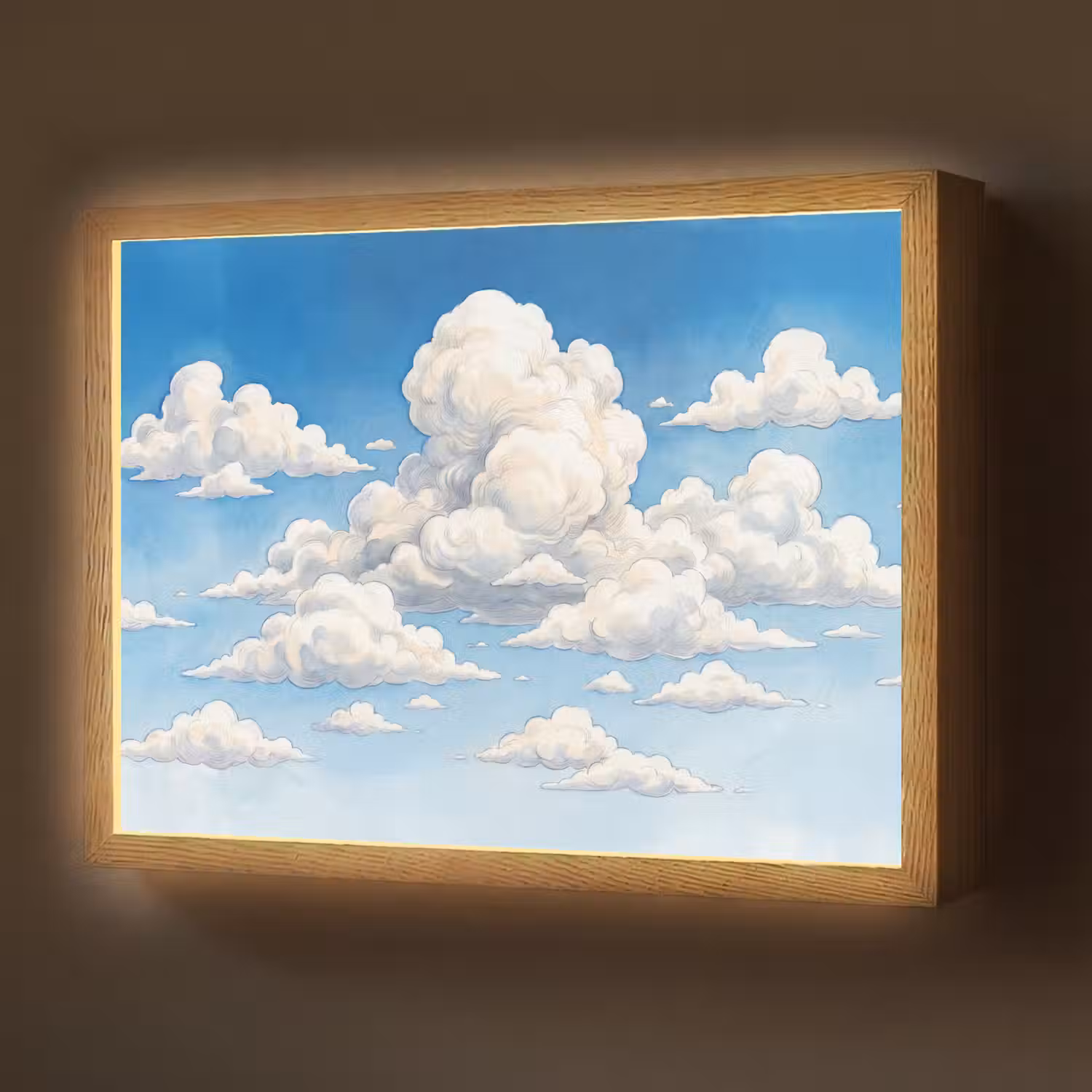 Wolken - Blauwe lucht - Natuur - Modern - Wit Light Box met batterij (Wandlamp) middel -z3d_website