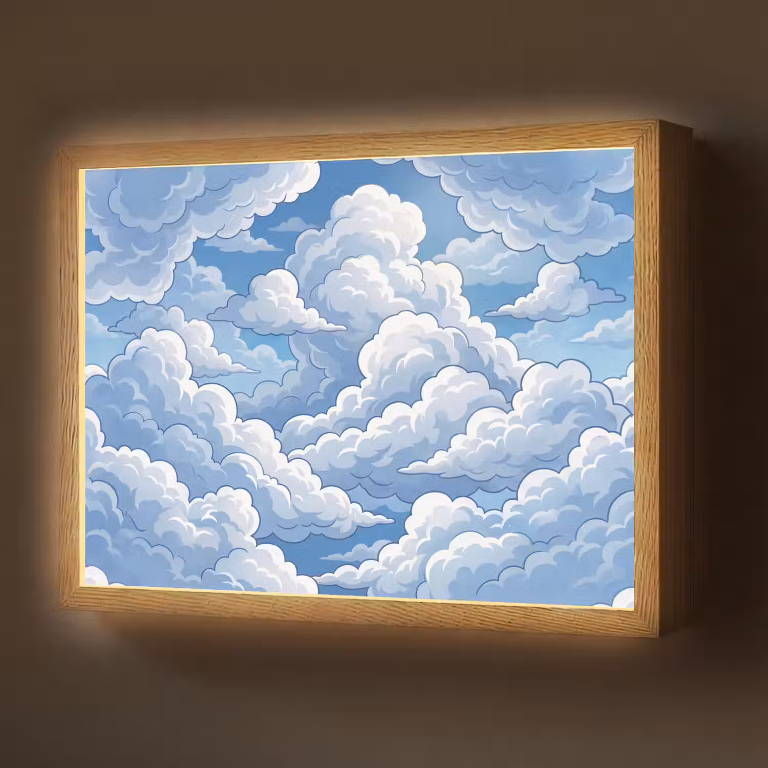 Wolken - Hemel - Abstract - Wit Light Box met batterij (Wandlamp) middel -z3d_website