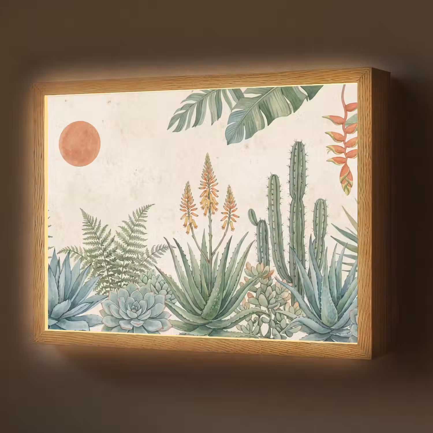 Woestijn - Planten - Groen Light Box met batterij (Wandlamp) middel -z3d_website