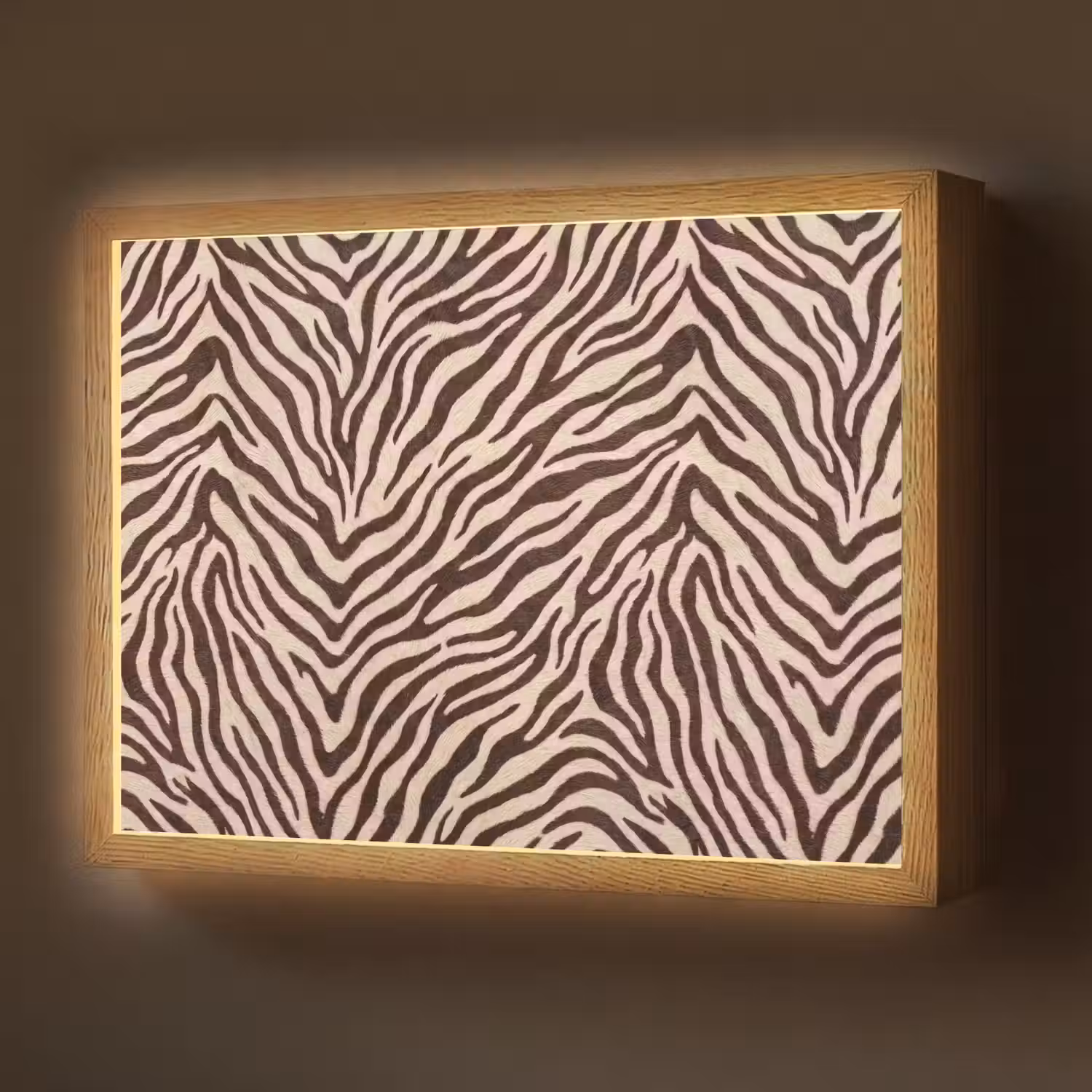 Zebra - Strepen - Bruin Light Box met batterij (Wandlamp) middel -z3d_website
