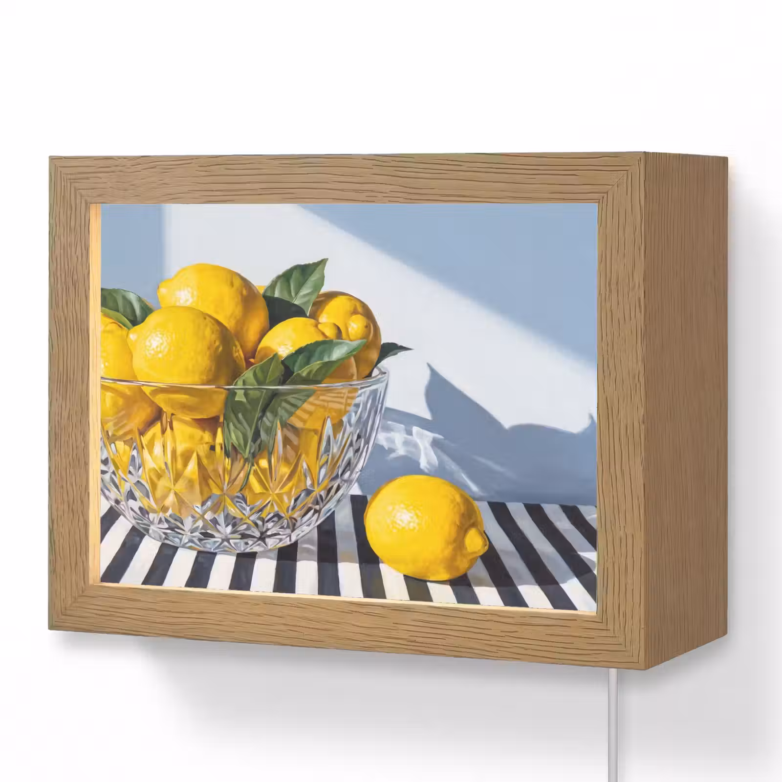 Lightbox - Wandleuchte - Zitronen – Obst – Gelb - Citroenen - Fruit - Geel Light Box met kabel (Wandlamp) klein