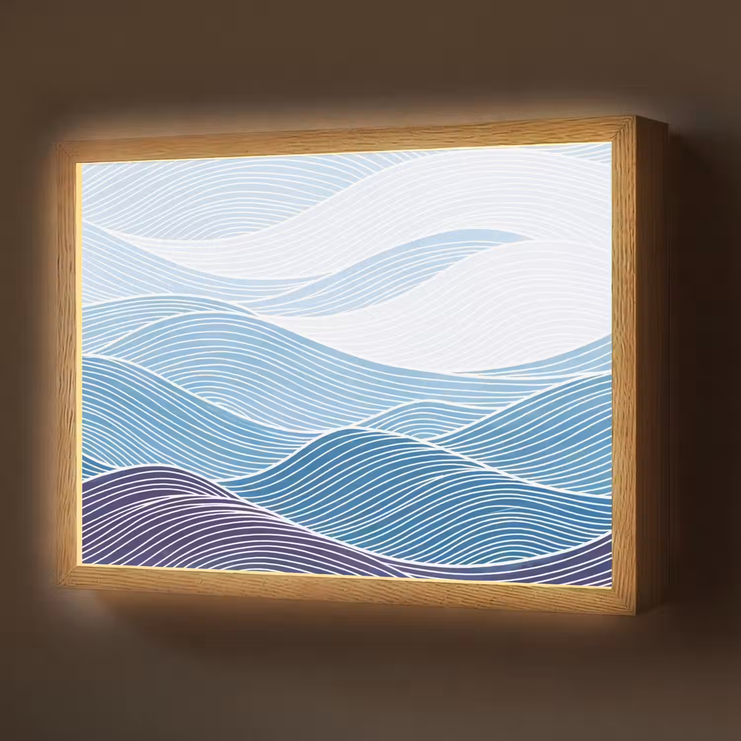 Abstract - Golven - Patroon - Blauw - Modern Light Box met batterij (Wandlamp) middel -z3d_website