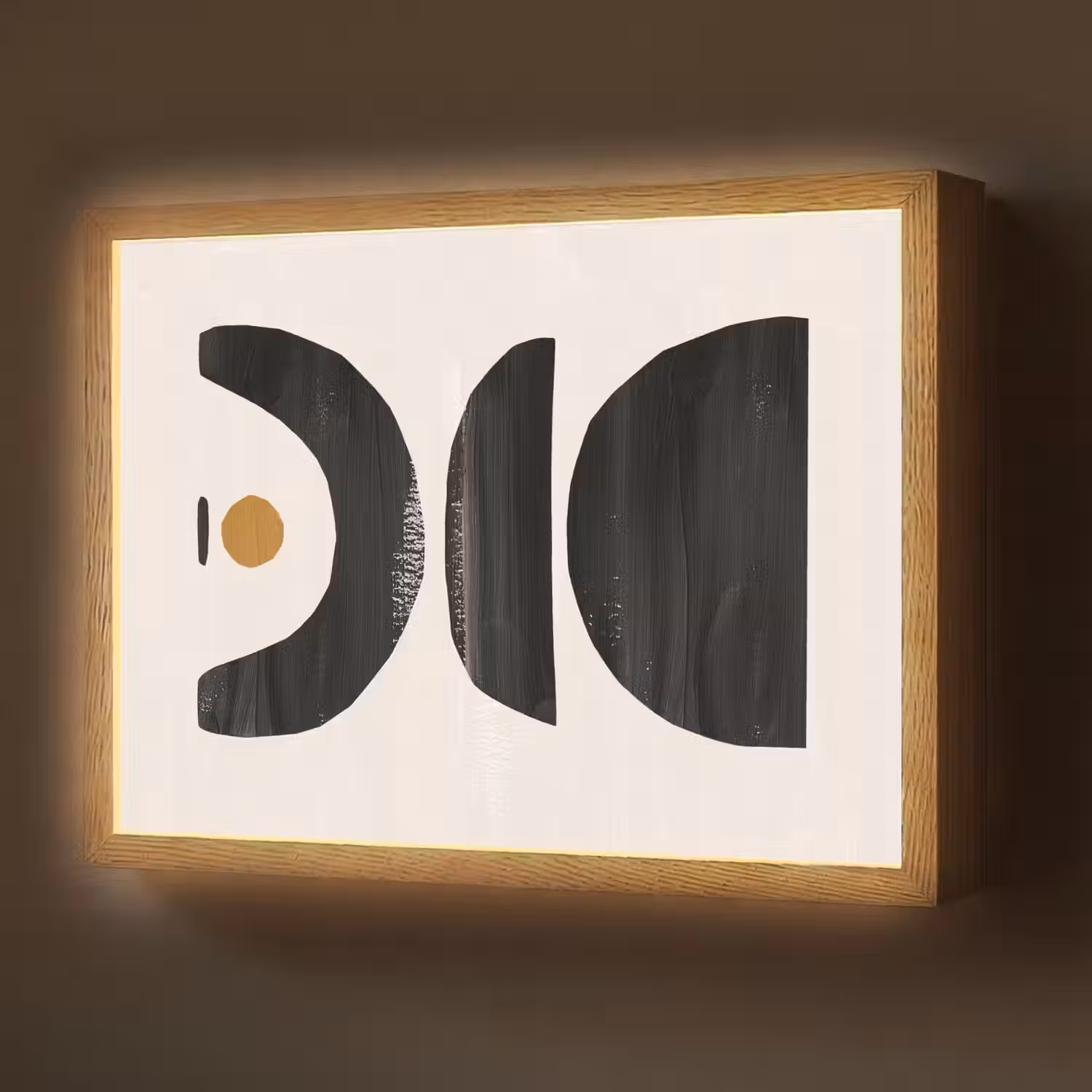 Abstract - Halve cirkel - Kunst - Zwart wit Light Box met batterij (Wandlamp) middel -z3d_website
