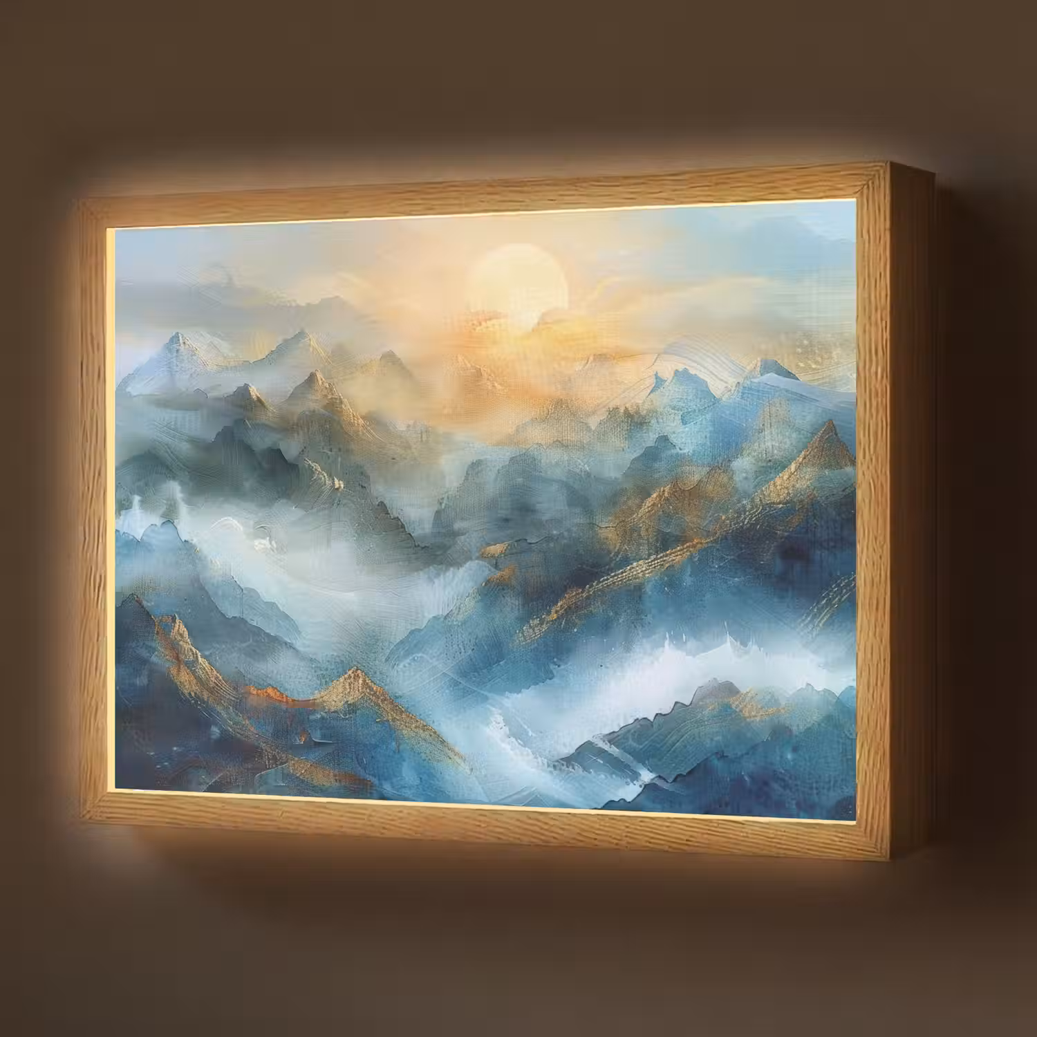 Abstract - Landschap - Bergen - Blauw - Modern Light Box met batterij (Wandlamp) middel -z3d_website