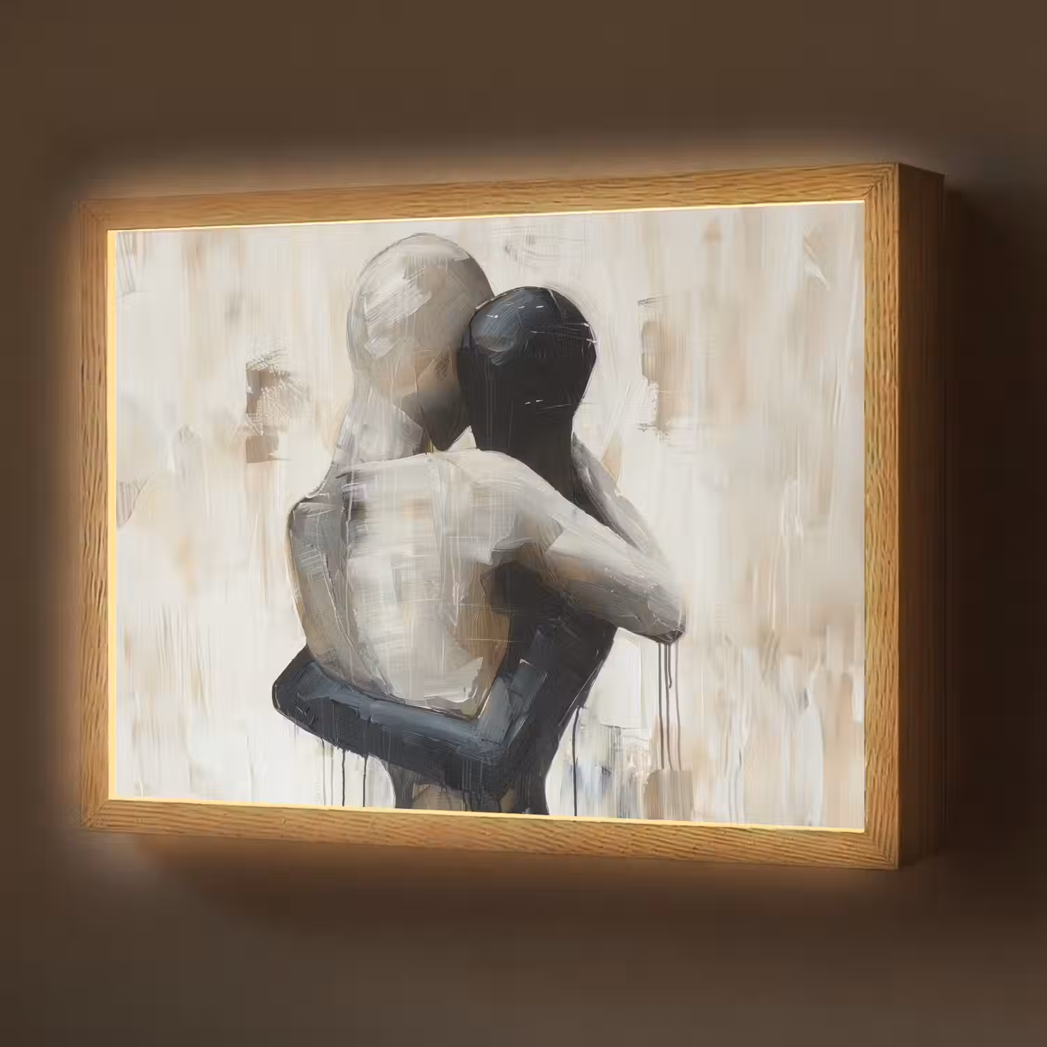 Abstract - Liefde - Zwart wit - Modern Light Box met batterij (Wandlamp) middel -z3d_website