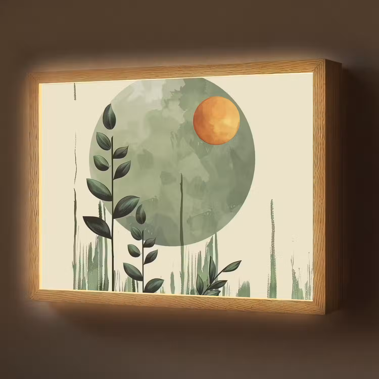 Abstract - Natuur - Kunst - Zon - Modern Light Box met batterij (Wandlamp) middel -z3d_website