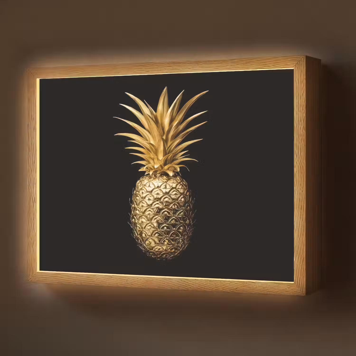 Ananas - Zwart - Goud - Luxe Light Box met batterij (Wandlamp) middel -z3d_website