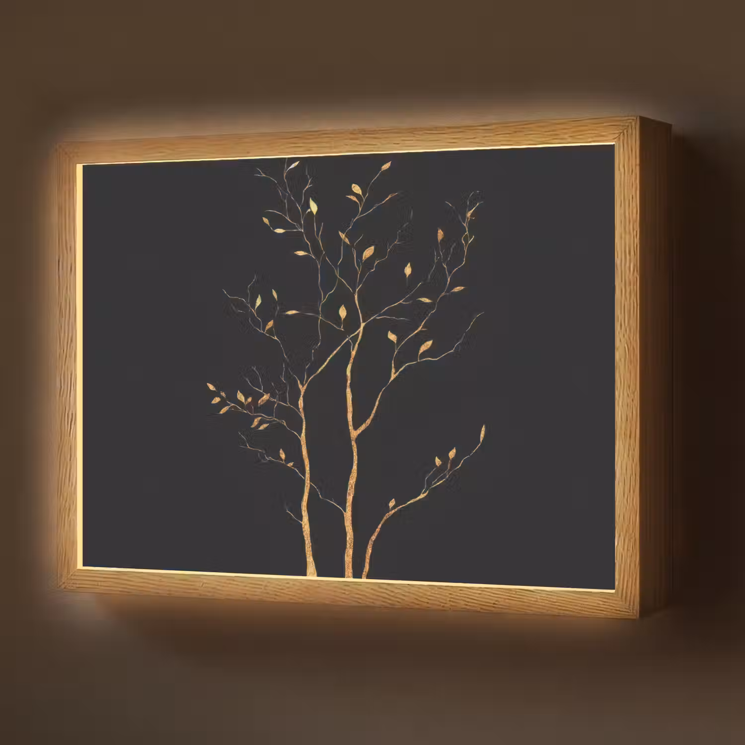 Takken - Blaadjes - Zwart Light Box met batterij (Wandlamp) middel -z3d_website