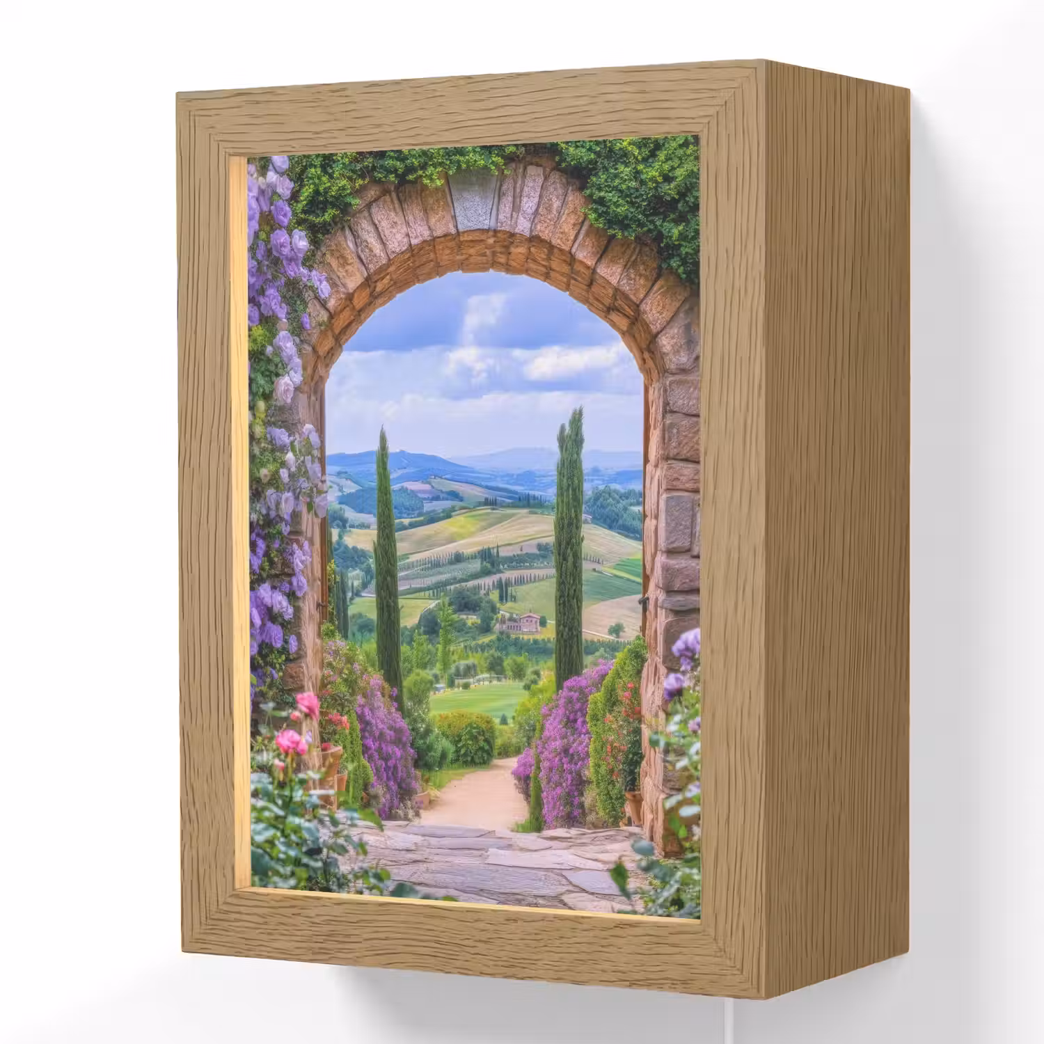 Doorkijk - Toscane - Landschap - Poort Light Box met kabel (Wandlamp) klein -3d