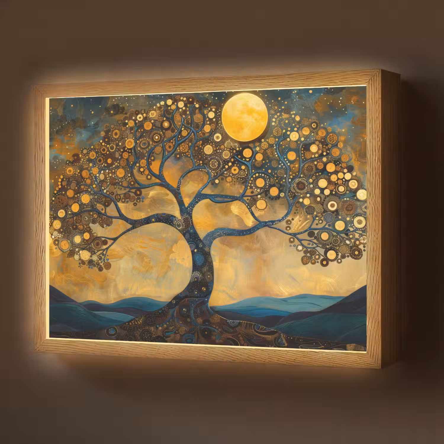 Boom - Industrieel - Abstract - Geel Light Box met batterij (Wandlamp) middel -z3d_website