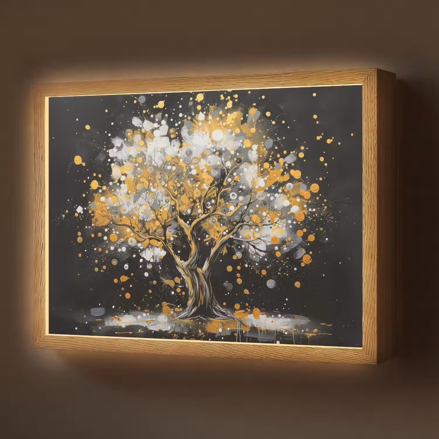 Boom - Zwart - Goud - Wit - Modern Light Box met batterij (Wandlamp) middel -z3d_website