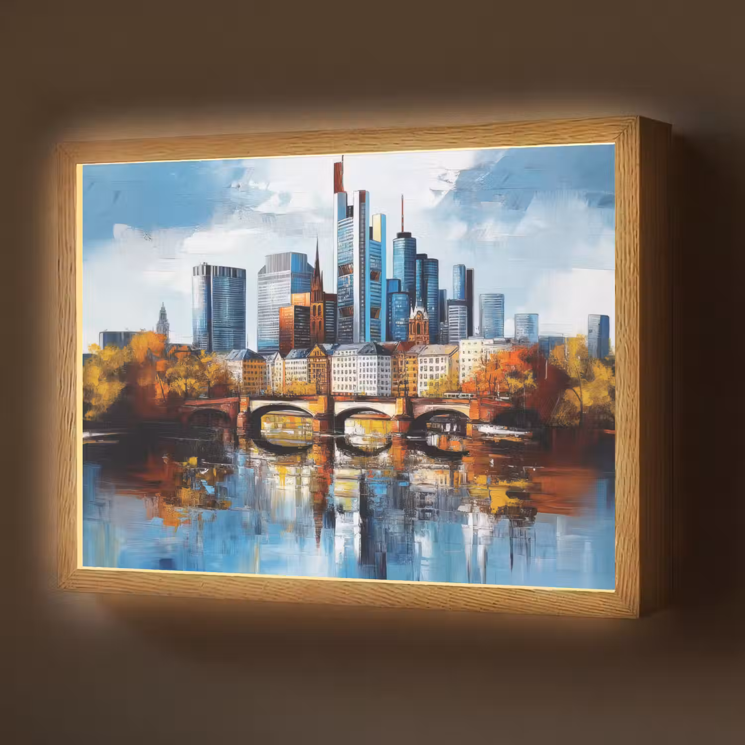 Bomen Frankfurt- Stad - Skyline - Brug Light Box met batterij (Wandlamp) middel -z3d_website