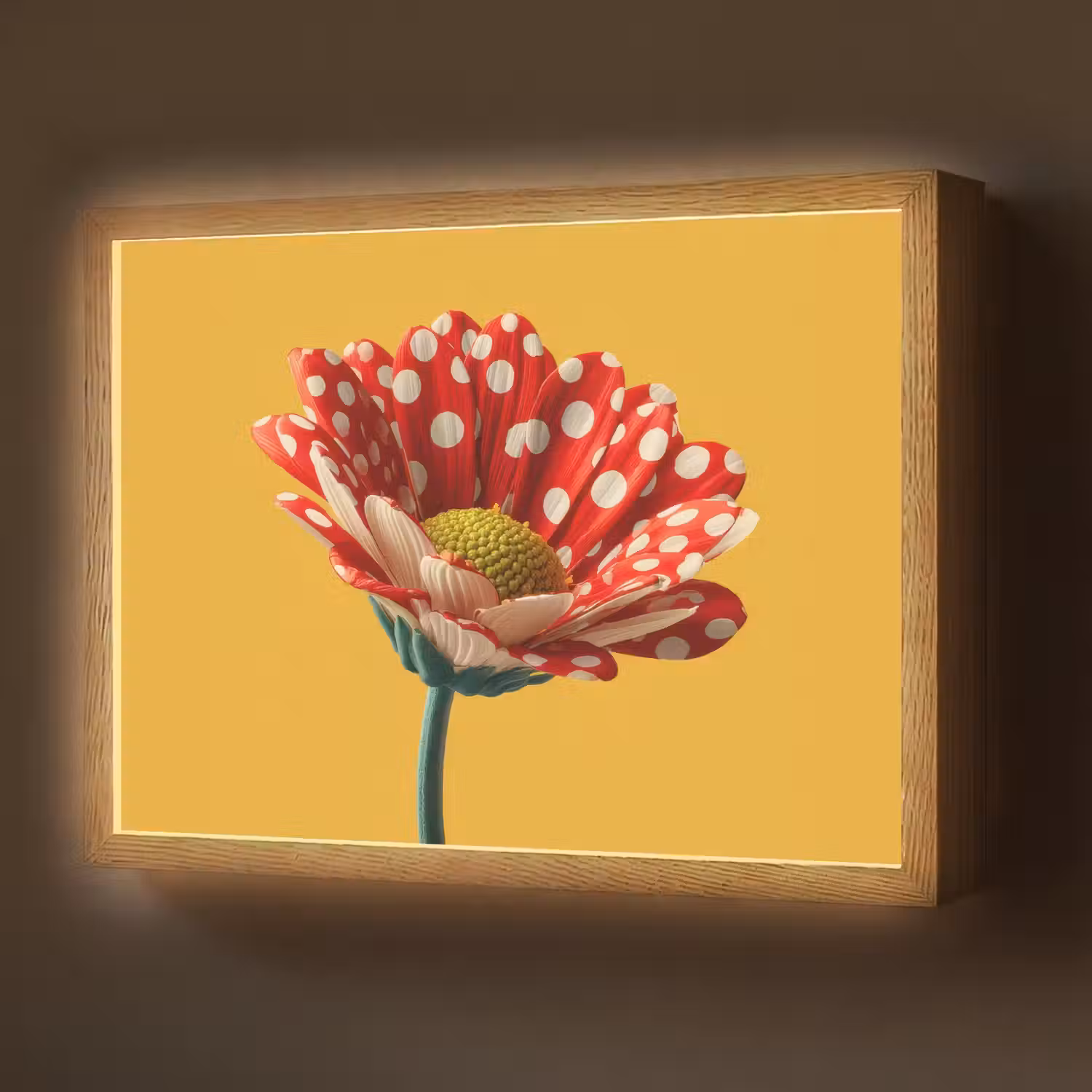 Bloem - Rood - Stippen Light Box met batterij (Wandlamp) middel -z3d_website
