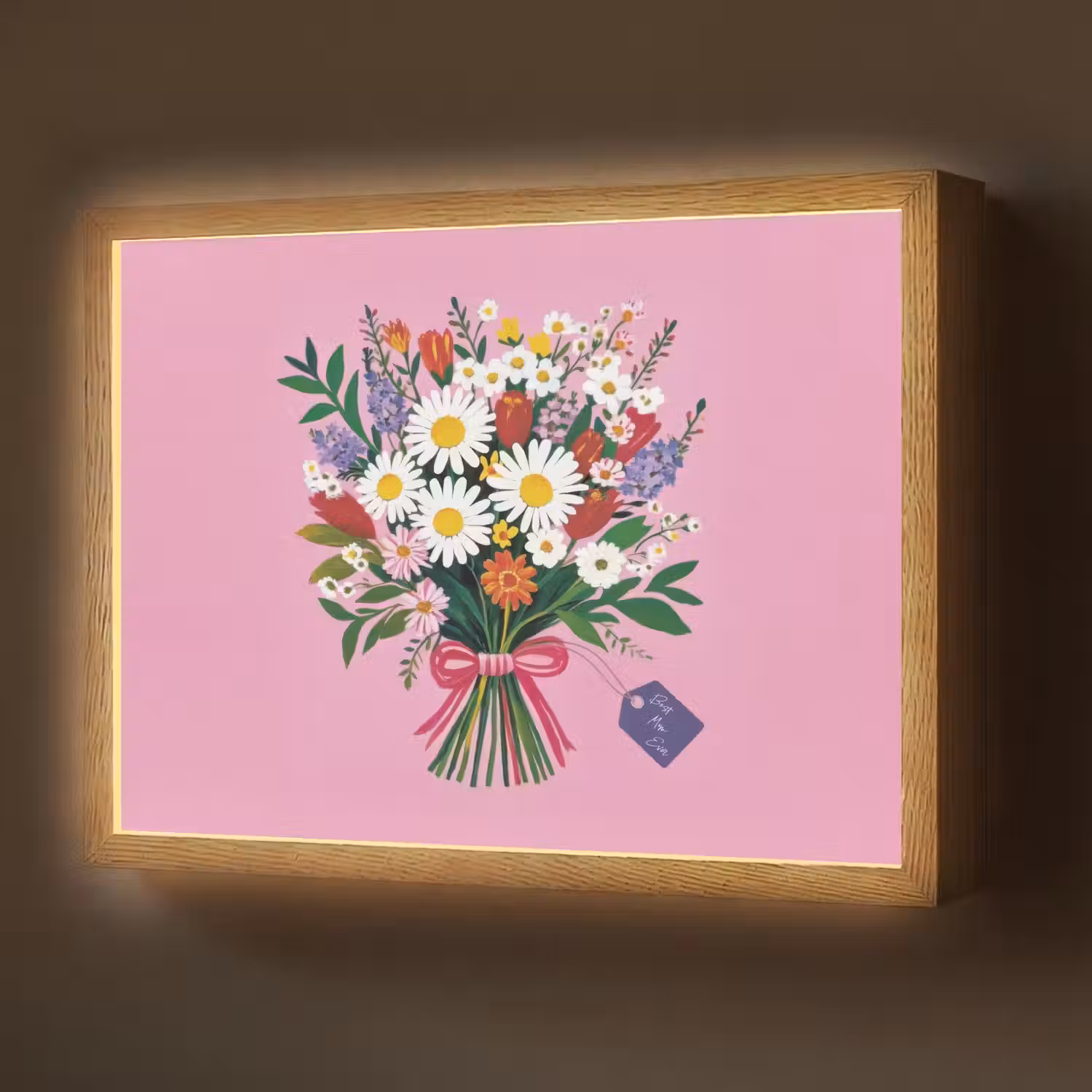 Bloemen - Quote - Kaartje - Kleurrijk Light Box met batterij (Wandlamp) middel -z3d_website