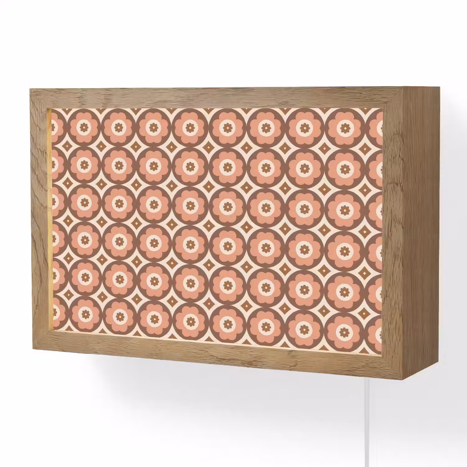 Bloemvormen - Patroon - Roze - Vintage Light Box met kabel (Wandlamp) klein -3d