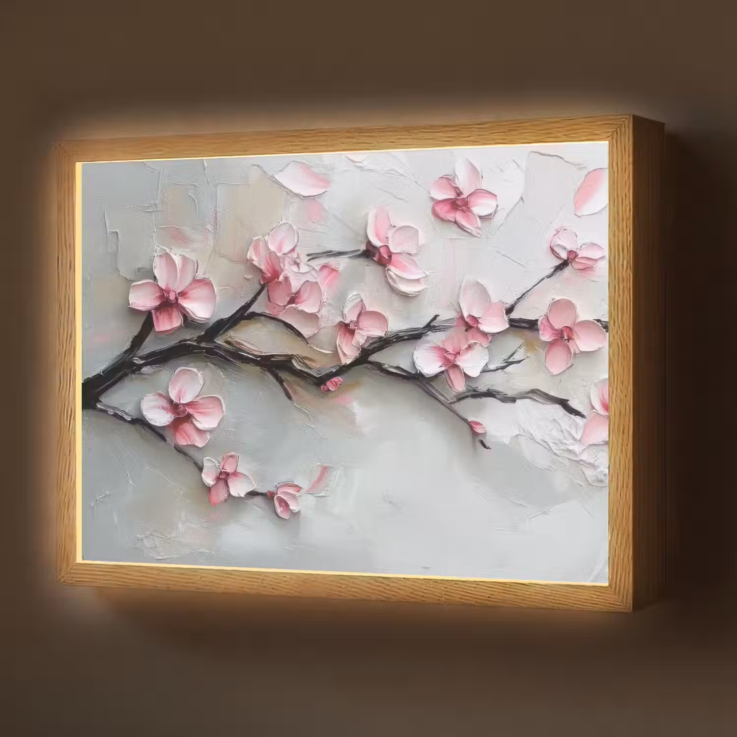 Bloesem - Kunstzinnig - Roze - Sakura Light Box met batterij (Wandlamp) middel -z3d_website