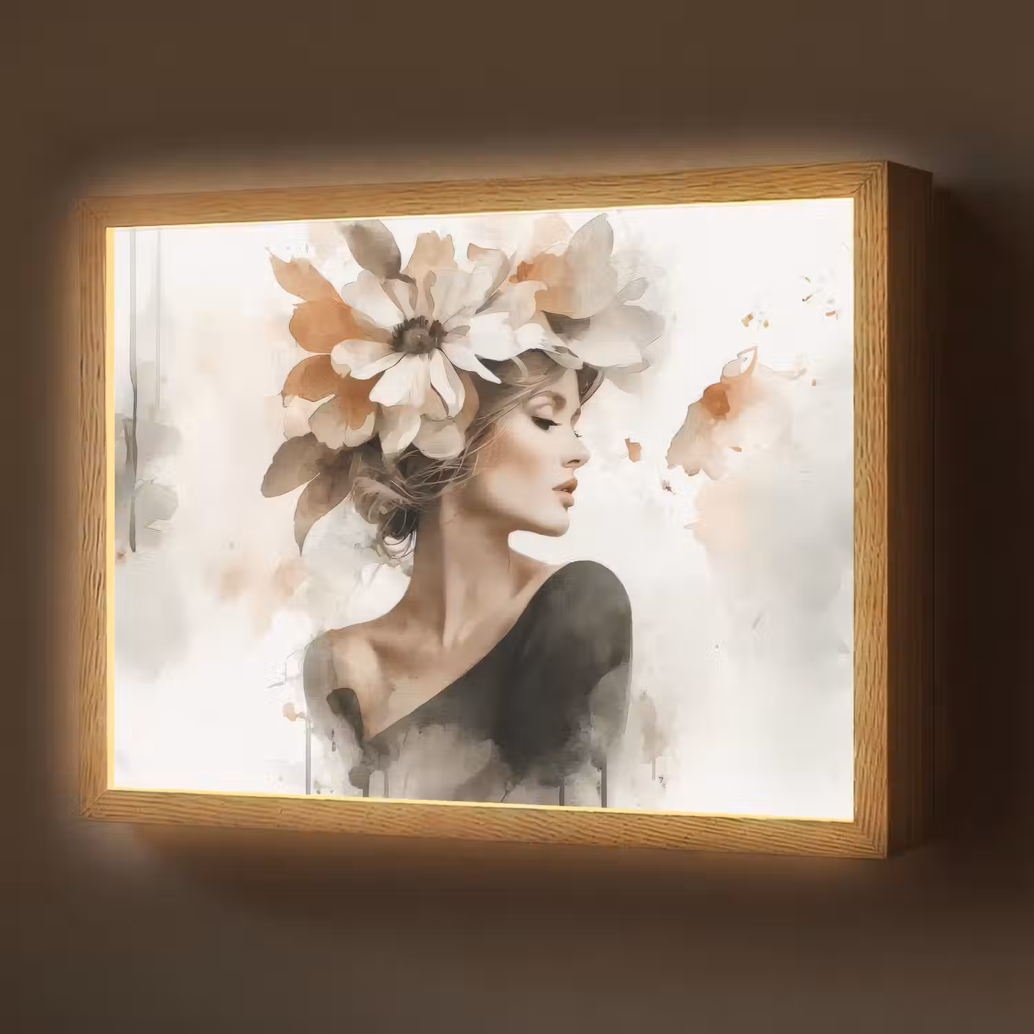 Bloesem - Portret - Gezicht Light Box met batterij (Wandlamp) middel -z3d_website