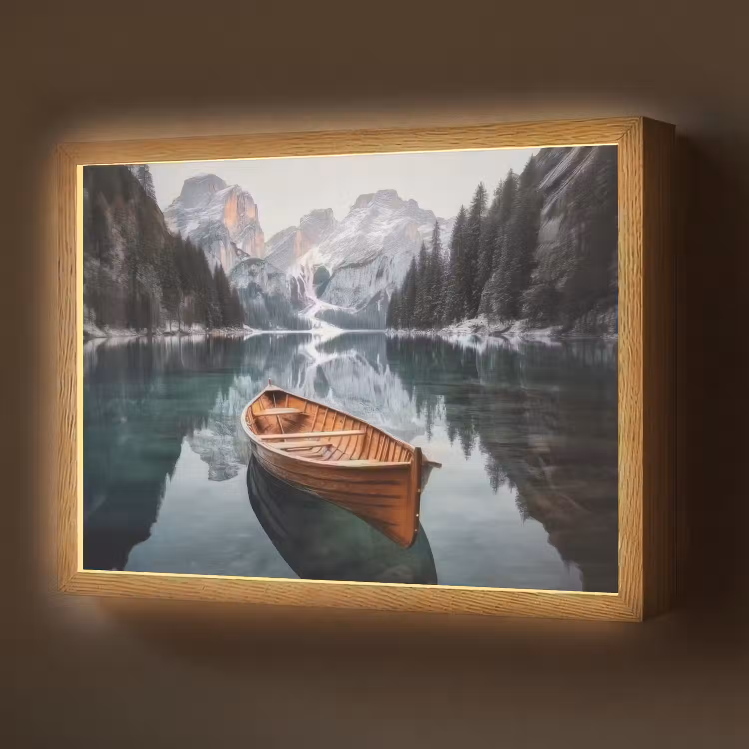 Boot - Bergen - Natuur - Water Light Box met batterij (Wandlamp) middel -z3d_website
