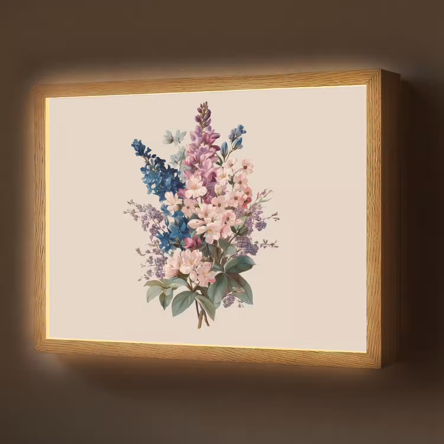 Boeket - Beige - Harmonieus - Subtiel Light Box met batterij (Wandlamp) middel -z3d_website