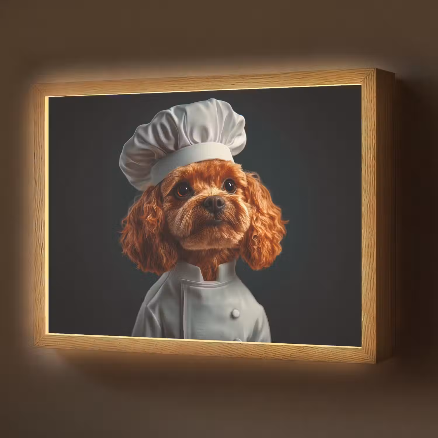 Bruin - Kok - Hondje Light Box met batterij (Wandlamp) middel -z3d_website