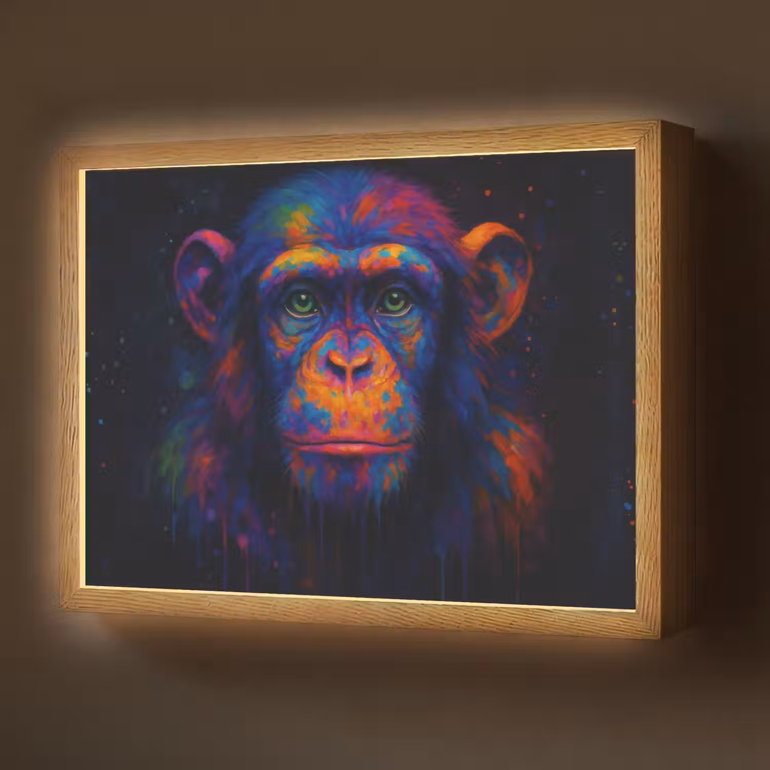 Kleurrijk - Aap - Abstract Light Box met batterij (Wandlamp) middel -z3d_website