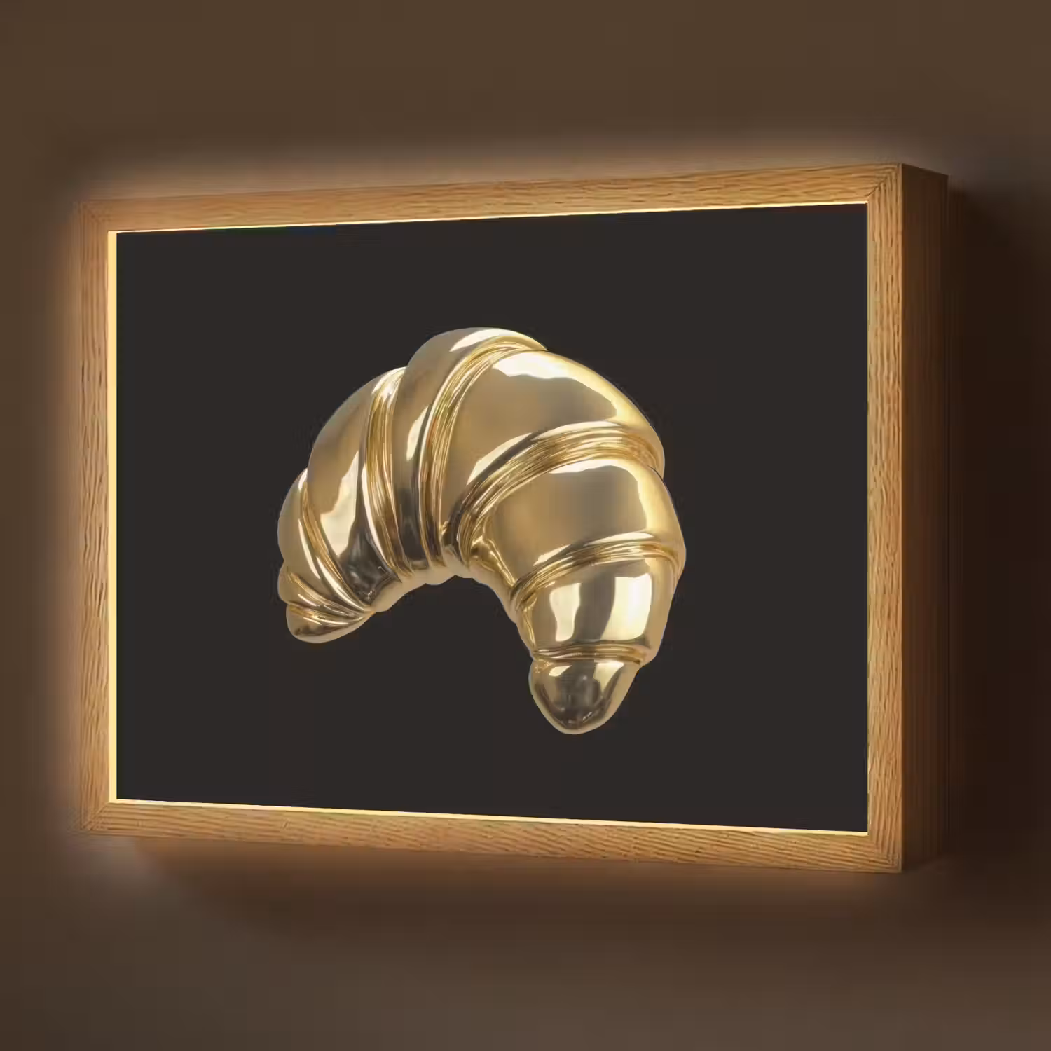 Croissant - Brood - Goud - Zwart Light Box met batterij (Wandlamp) middel -z3d_website