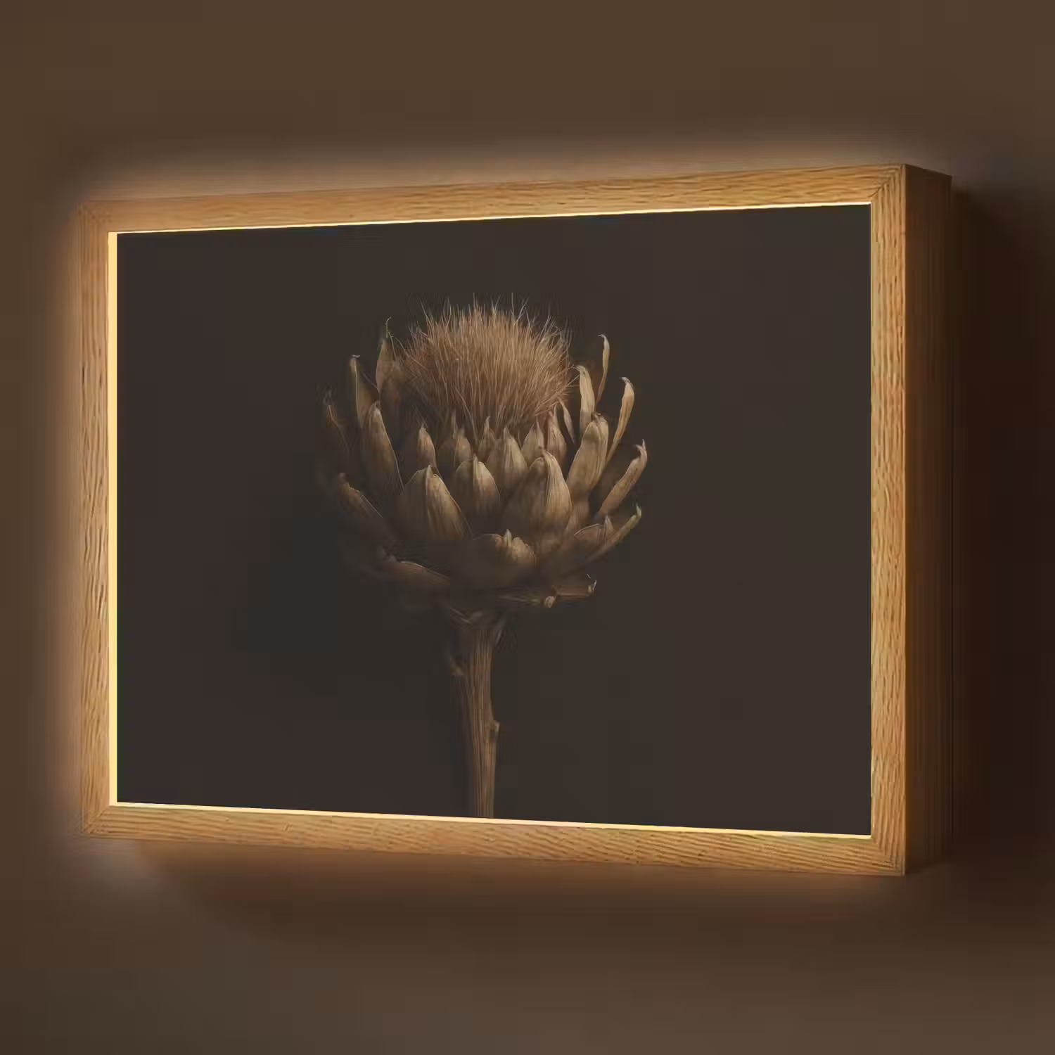 Donkerbruin - Bloem - Textuur - Artisjok Light Box met batterij (Wandlamp) middel -z3d_website