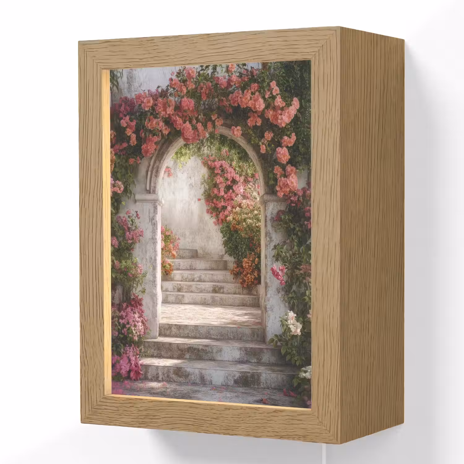 Doorkijk - Rozen - Vintage - Poort Light Box met kabel (Wandlamp) klein -3d