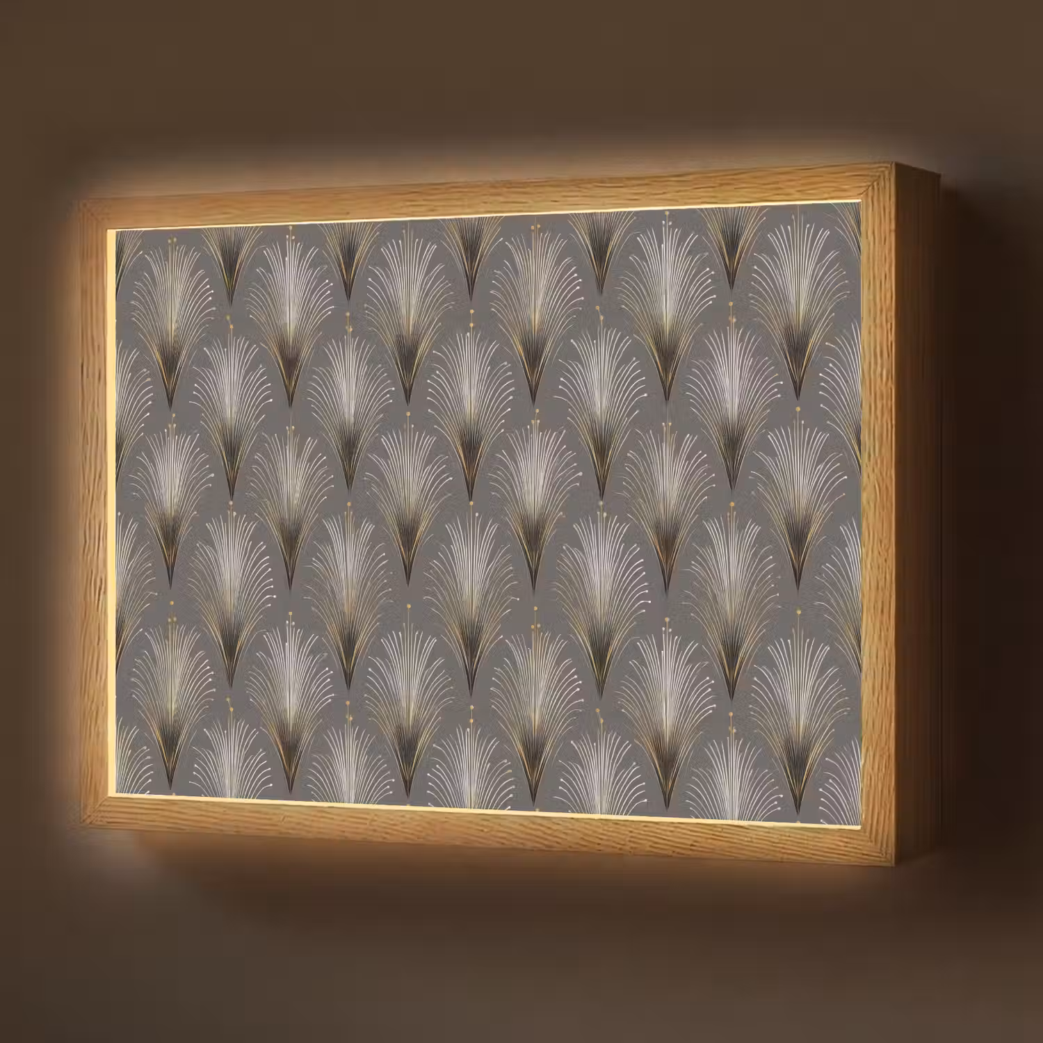 Waaierstralen - Goud - Antraciet Light Box met batterij (Wandlamp) middel 907 -z3d_website