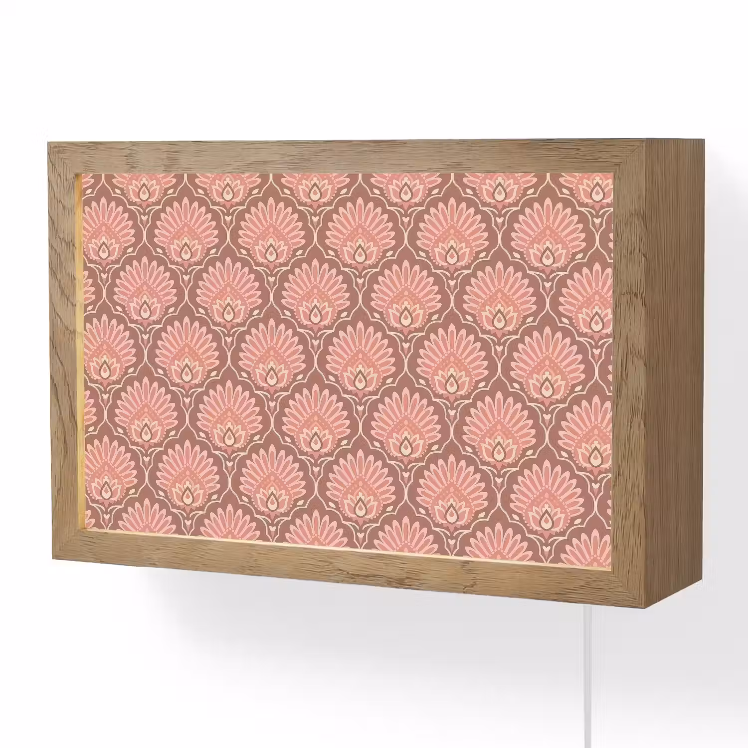 Waaiermotief - Patroon - Roze Light Box met kabel (Wandlamp) klein -3d