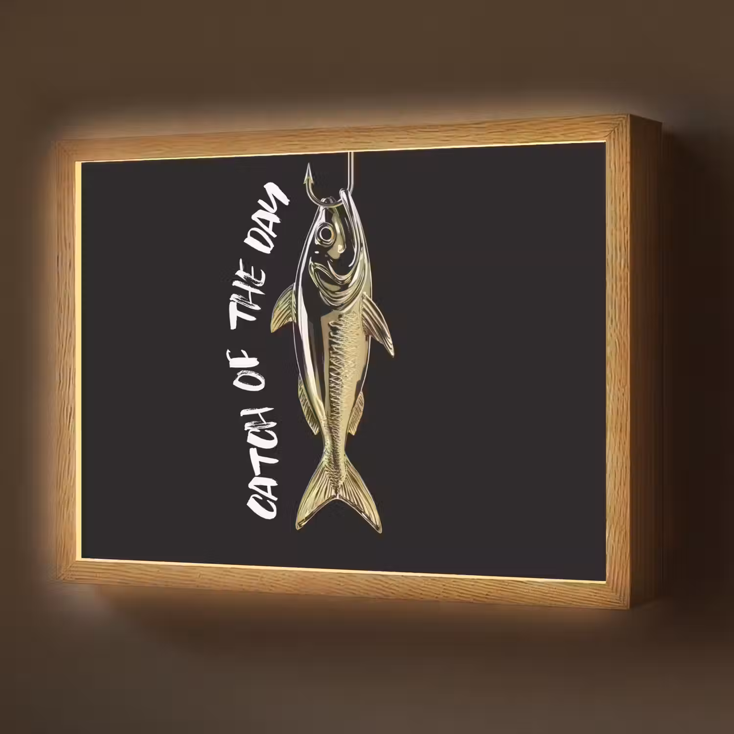 Vis - Zwart - Goud - Tekst Light Box met batterij (Wandlamp) middel -z3d_website
