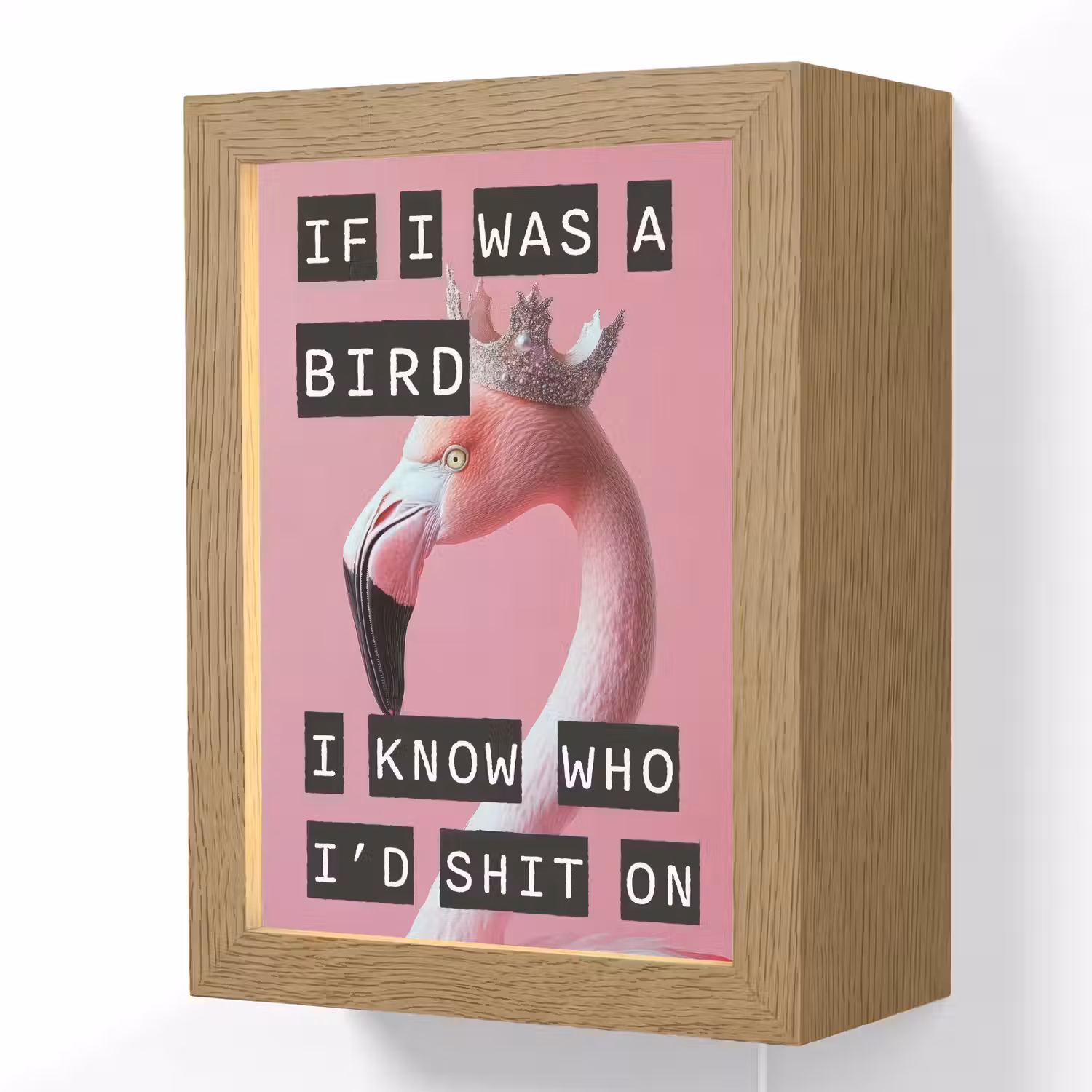 Flamingo - Roze - Vogel - Decoratie Light Box met kabel (Wandlamp) klein -3d
