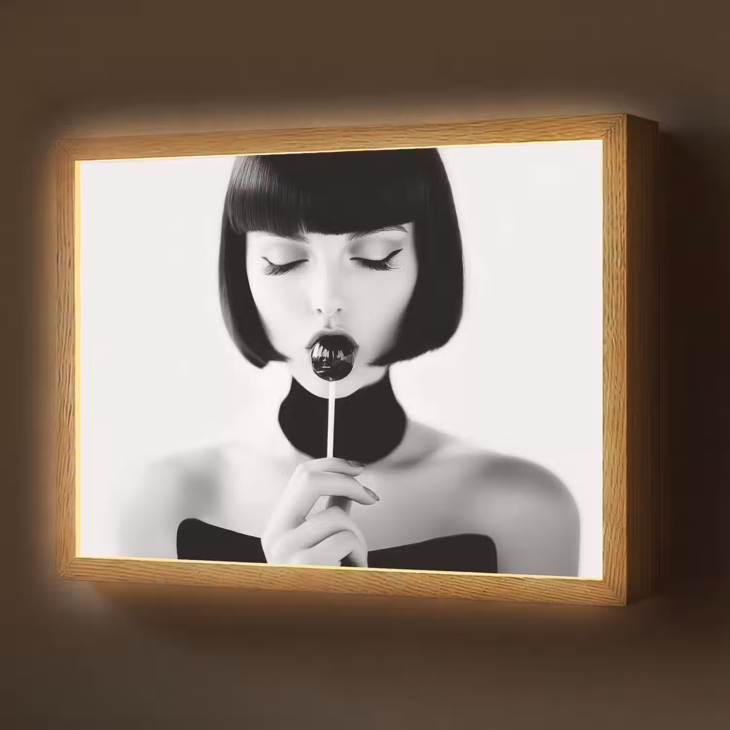 Vrouw - Lolly - Zwart - Wit Light Box met batterij (Wandlamp) middel -z3d_website