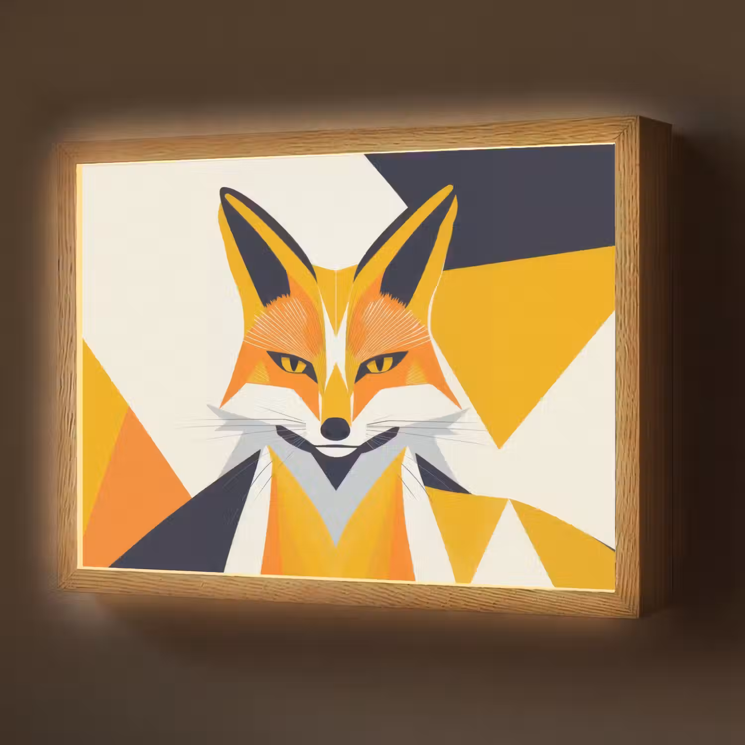 Vos - Oranje - Abstract - Driehoeken Light Box met batterij (Wandlamp) middel -z3d_website