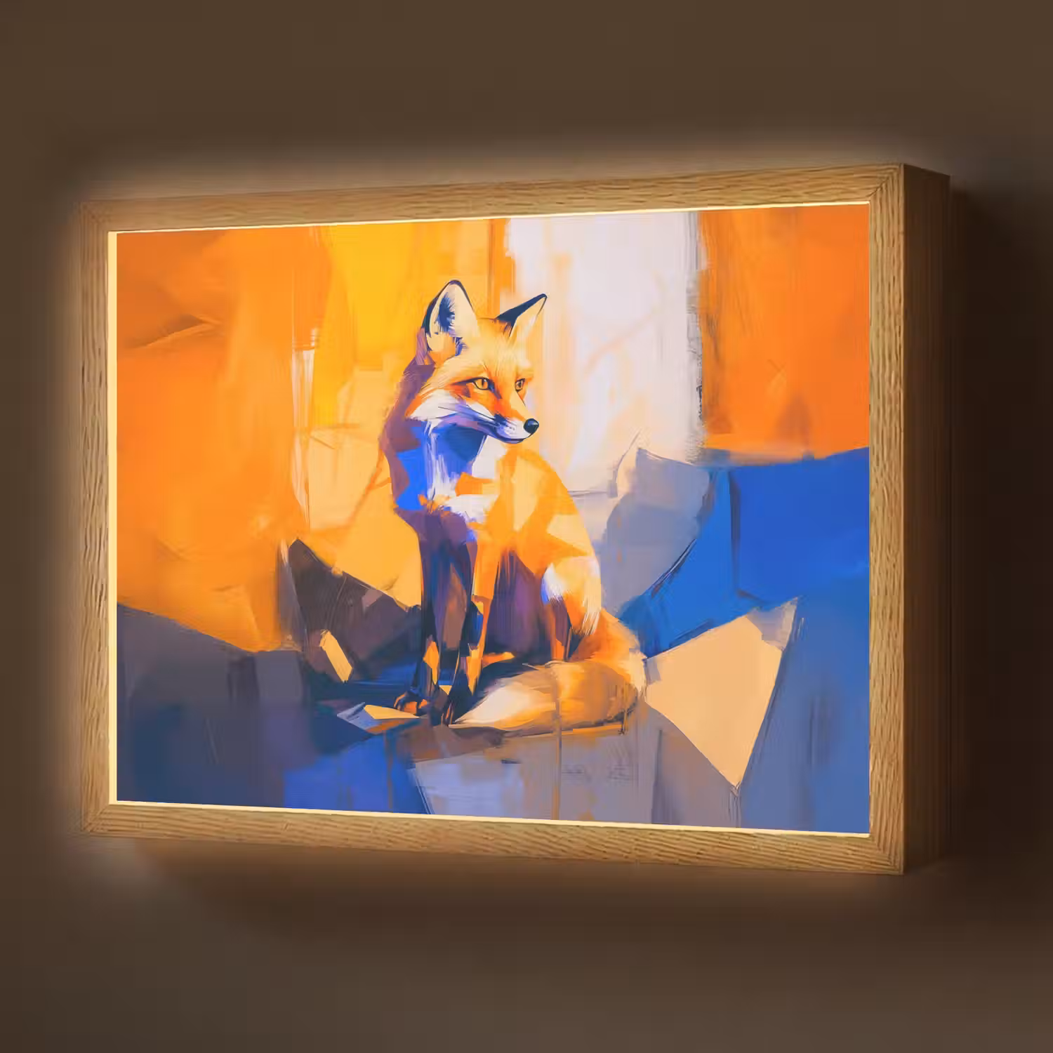 Vos - Oranje - Vormen - Abstract Light Box met batterij (Wandlamp) middel -z3d_website