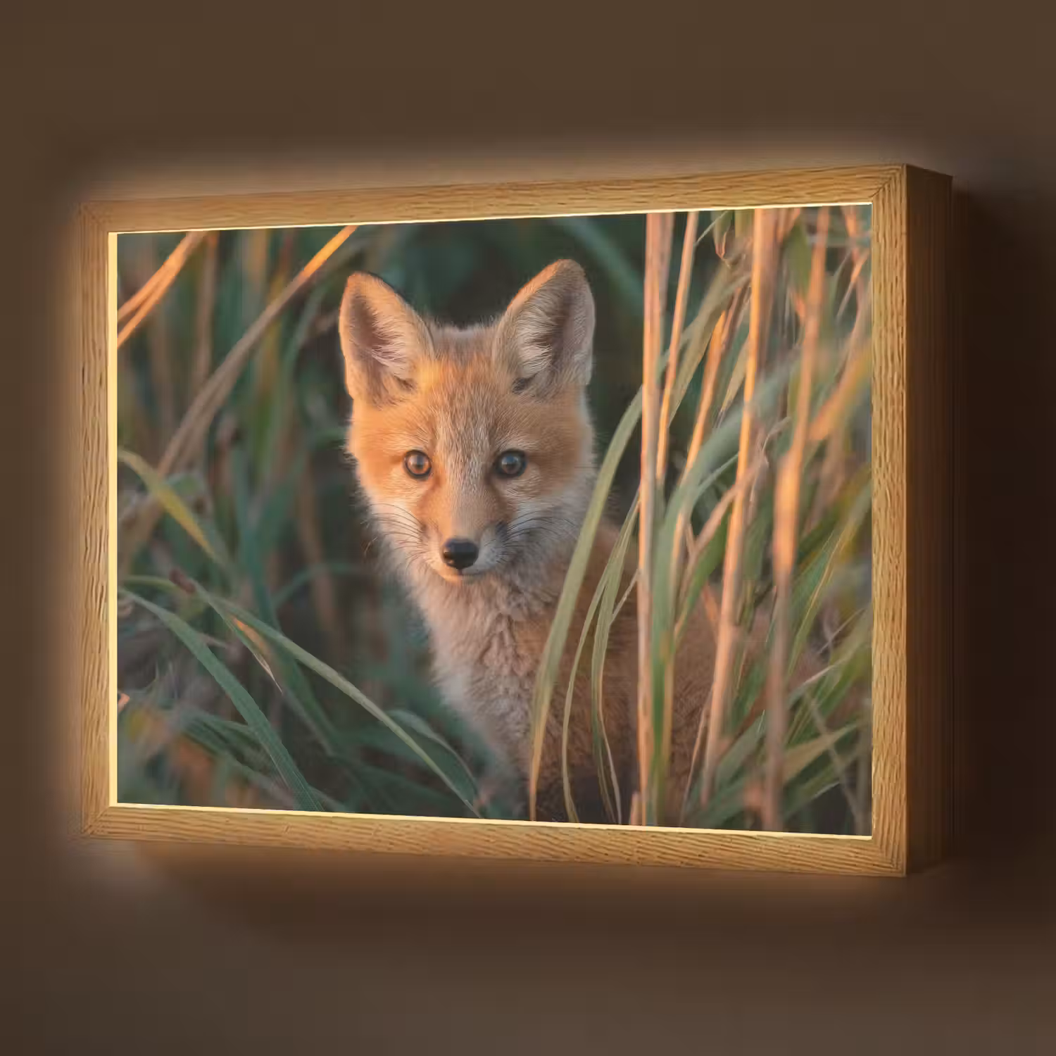 Vos - Oranje - Gras Light Box met batterij (Wandlamp) middel -z3d_website