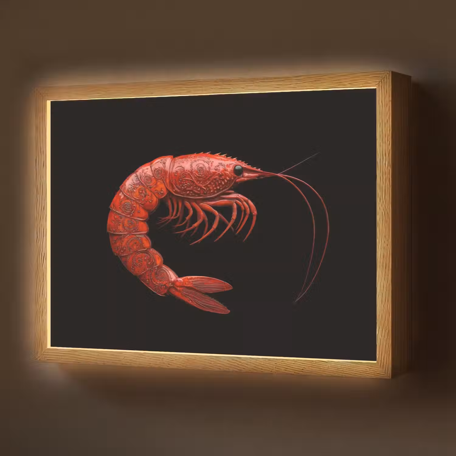 Garnaal - Rood - Dieren Light Box met batterij (Wandlamp) middel -z3d_website