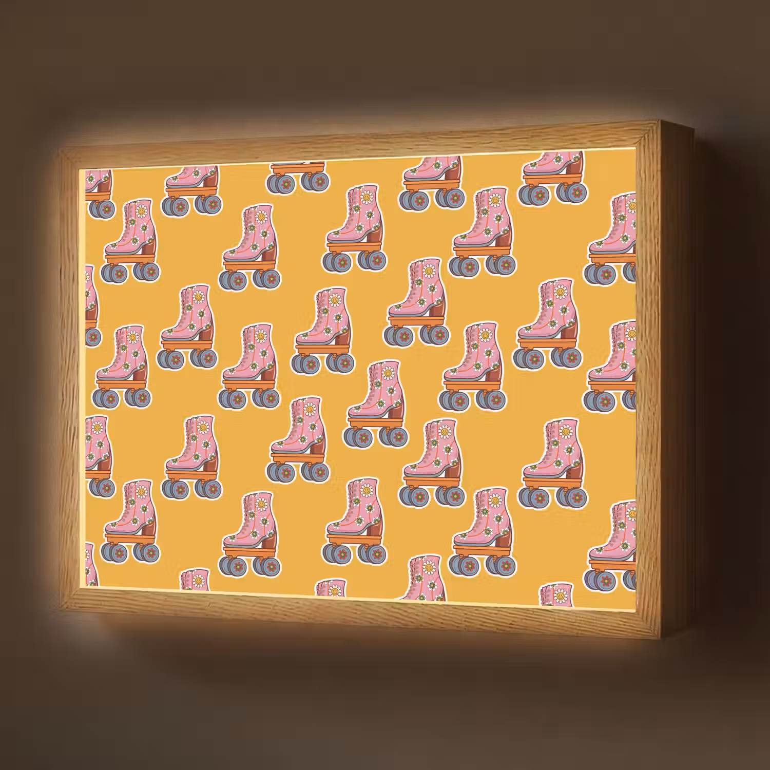 Geel - Rolschaatsen - Patroon Light Box met batterij (Wandlamp) middel 907 -z3d_website
