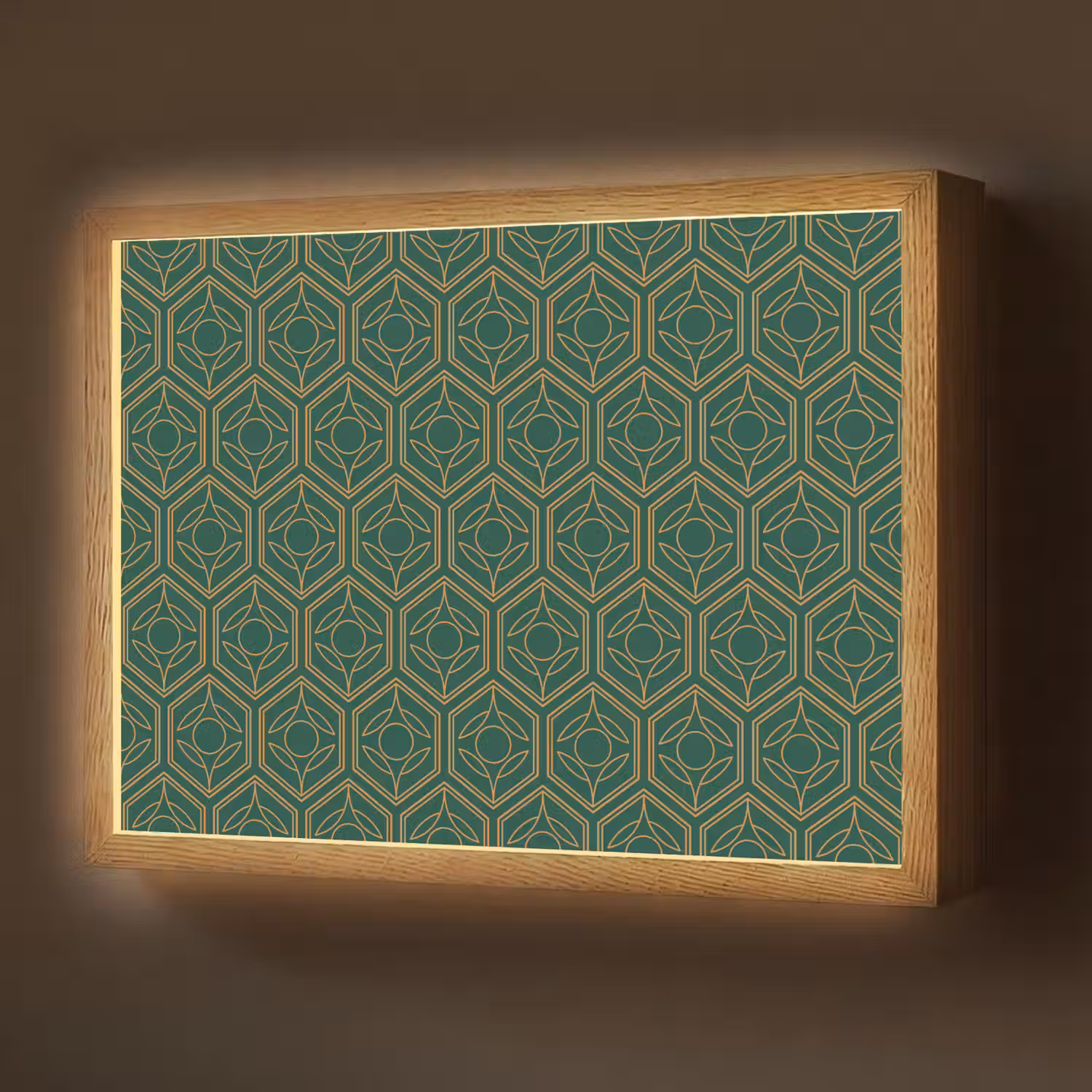 Geometrisch - Patroon - Groen Light Box met batterij (Wandlamp) middel 907 -z3d_website