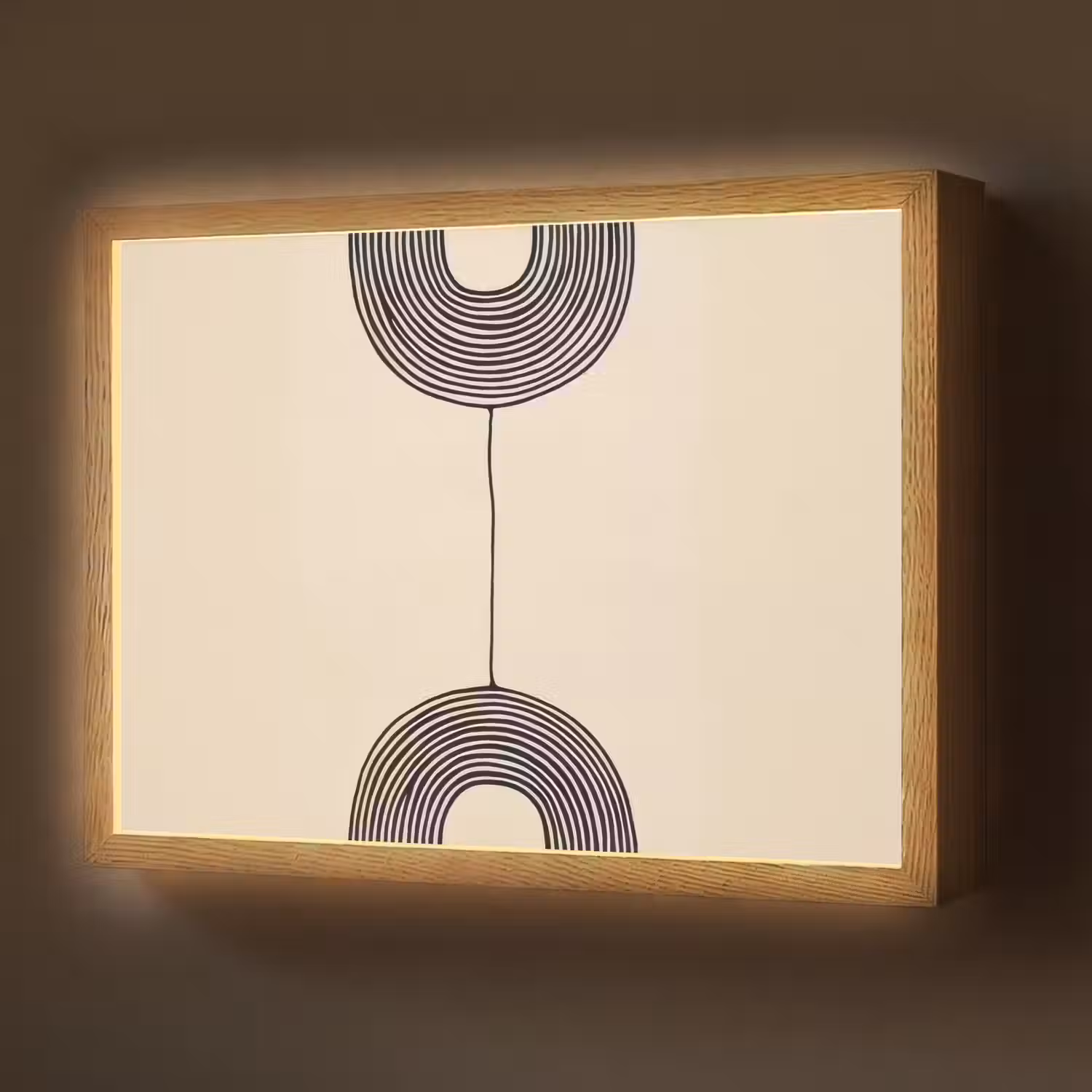 Geometrische bogen - Minimalistisch - Symmetrisch Light Box met batterij (Wandlamp) middel -z3d_website