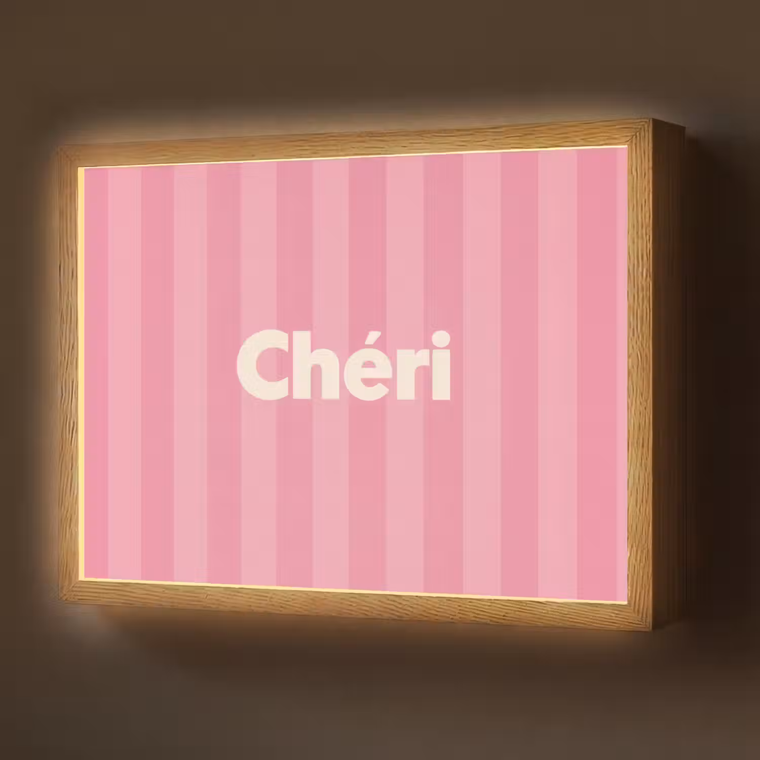 Gestreept - Roze - Chéri Light Box met batterij (Wandlamp) middel -z3d_website