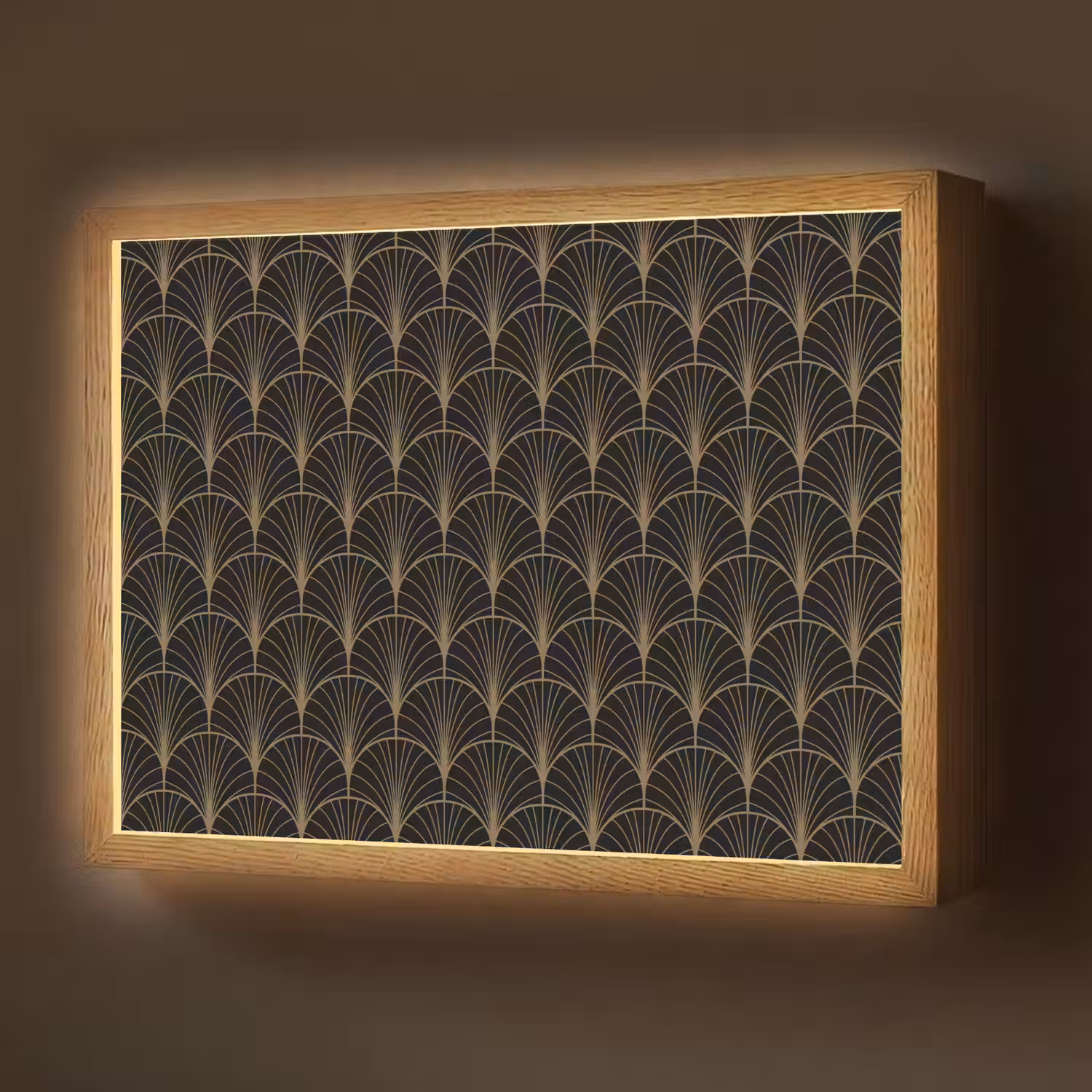 Gouden - Waaiers - Zwart Light Box met batterij (Wandlamp) middel 907 -z3d_website